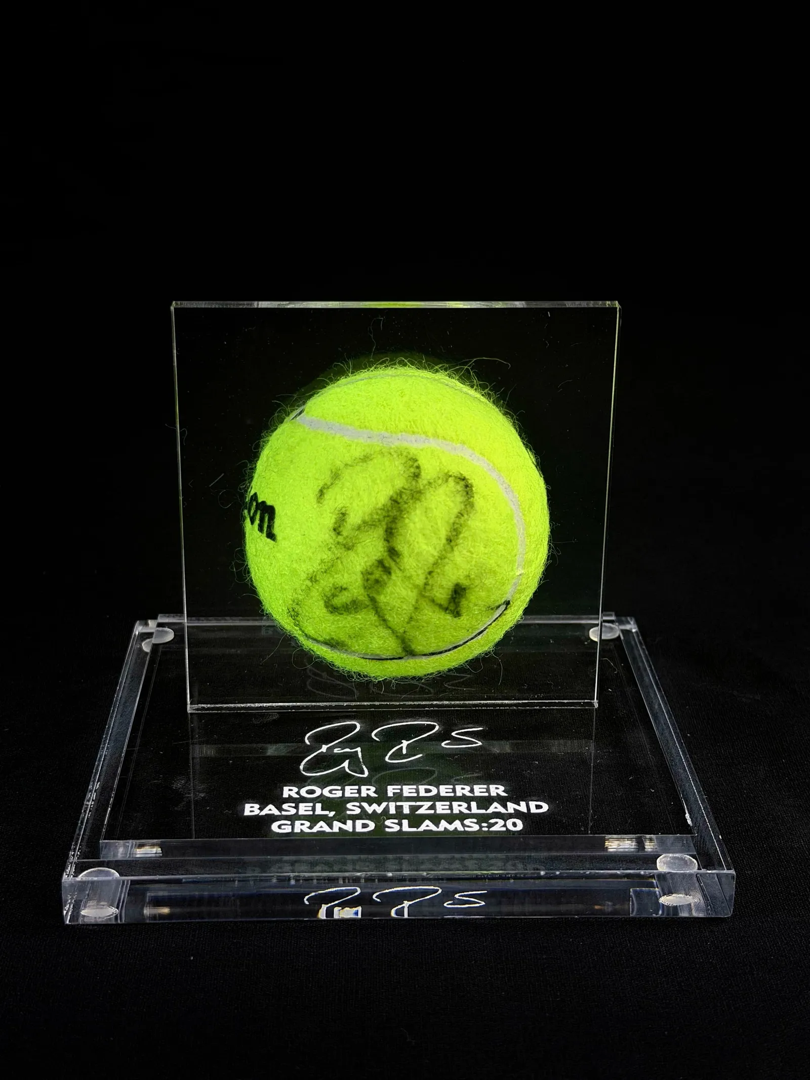 Roger Federer autógrafo – bola de tênis, Roger Federer