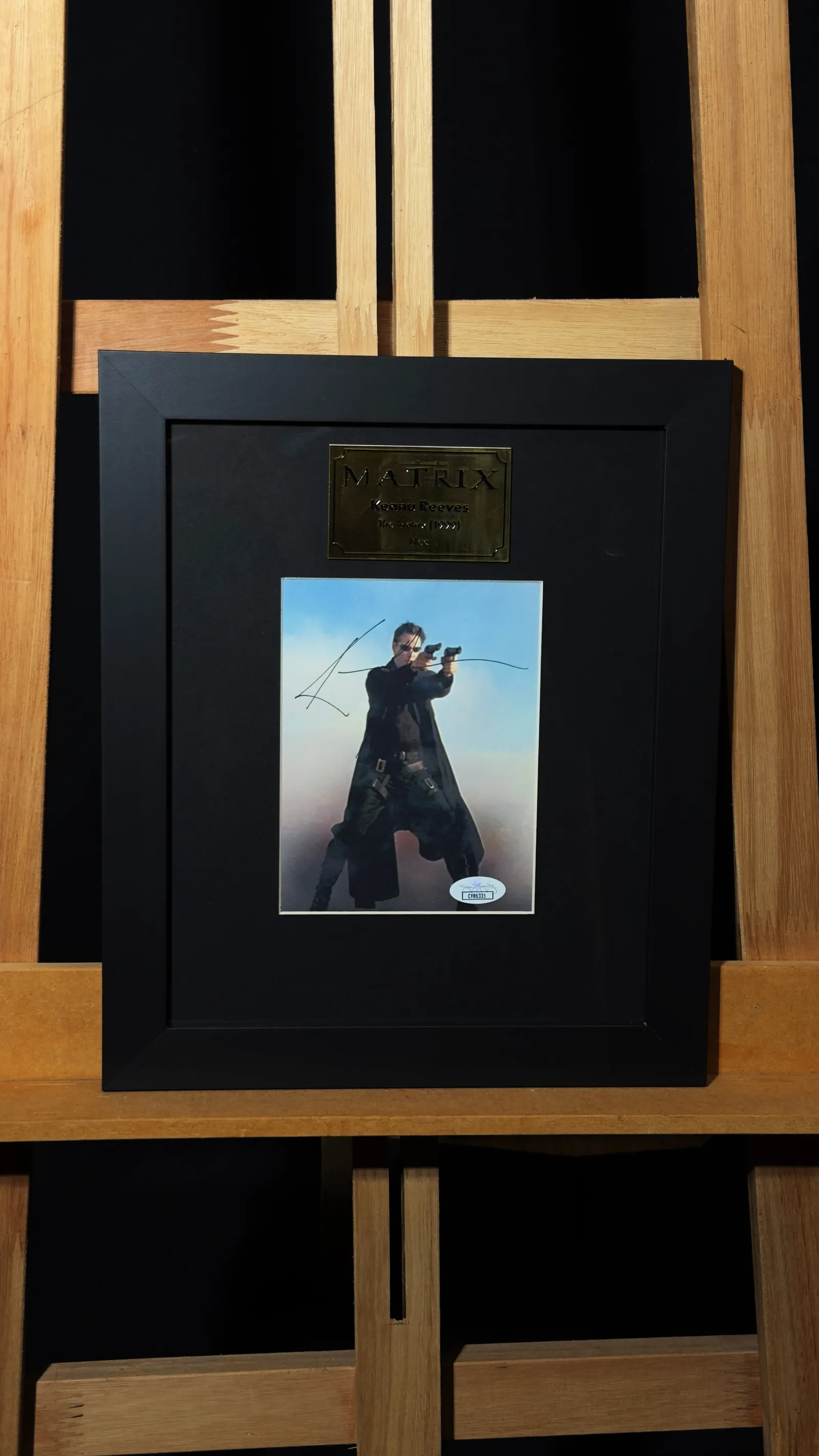 Keanu Reeves autógrafo – foto The Matrix enquadrada, Keanu Reeves