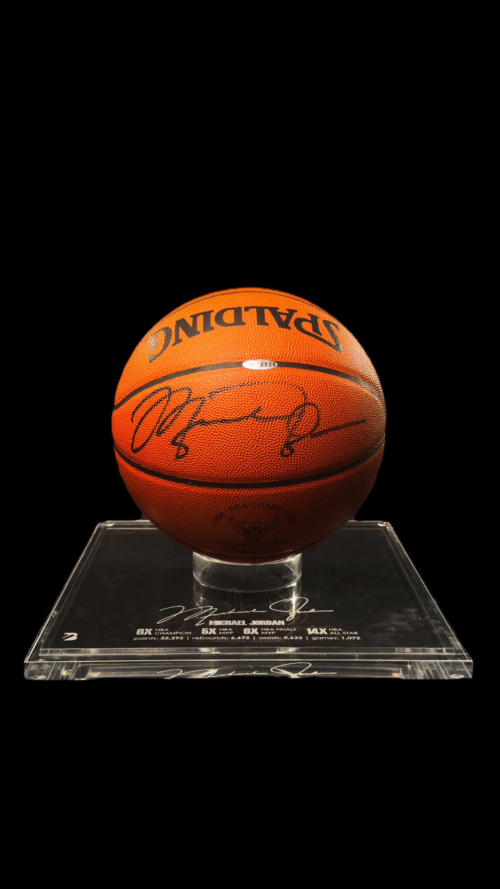Michael Jordan autógrafo – Bola de basquete Spalding, Michael Jordan