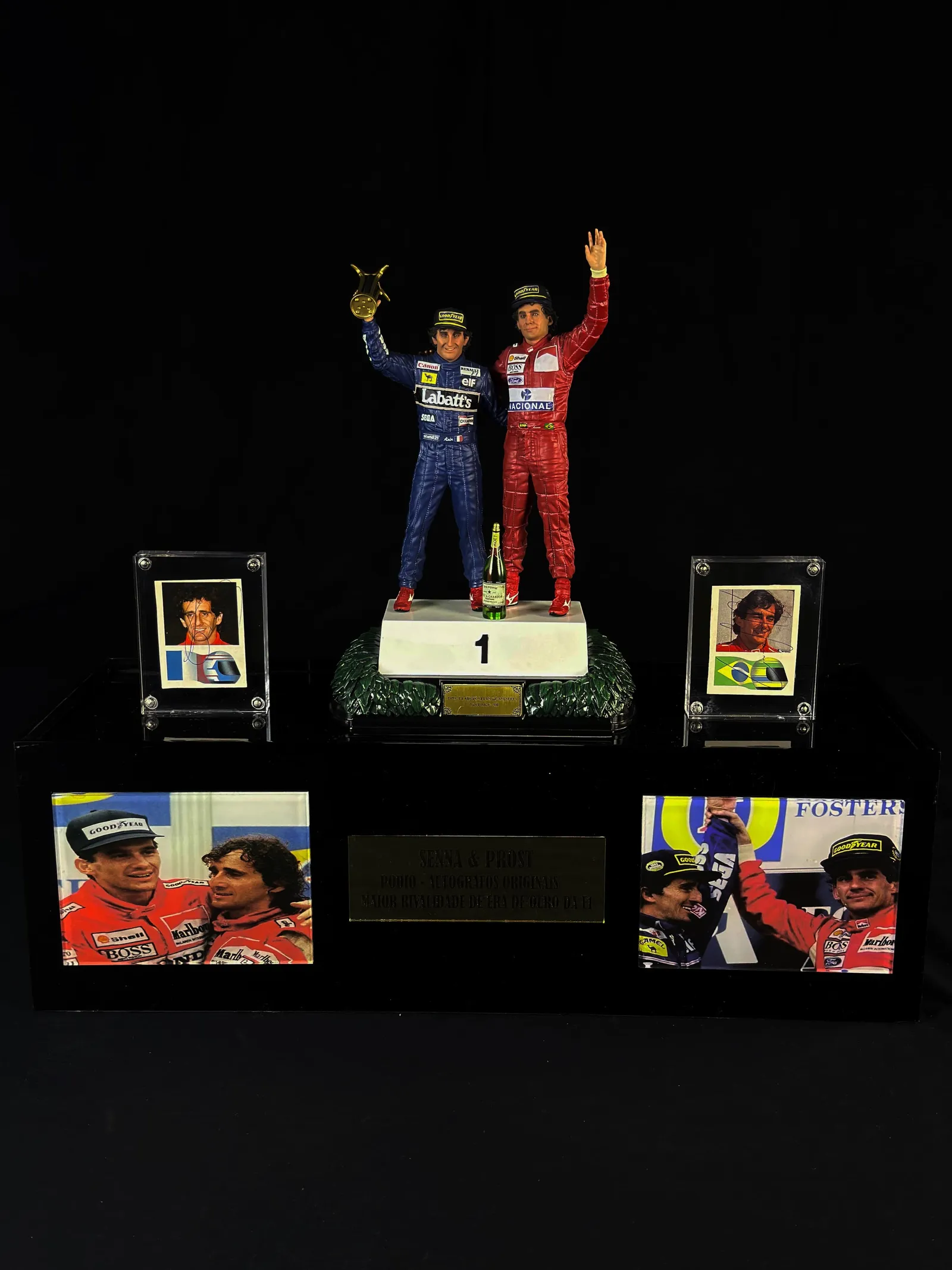 Ayrton Senna e Alain Prost autógrafos – cards Fórmula 1, Ayrton Senna e Alain Prost