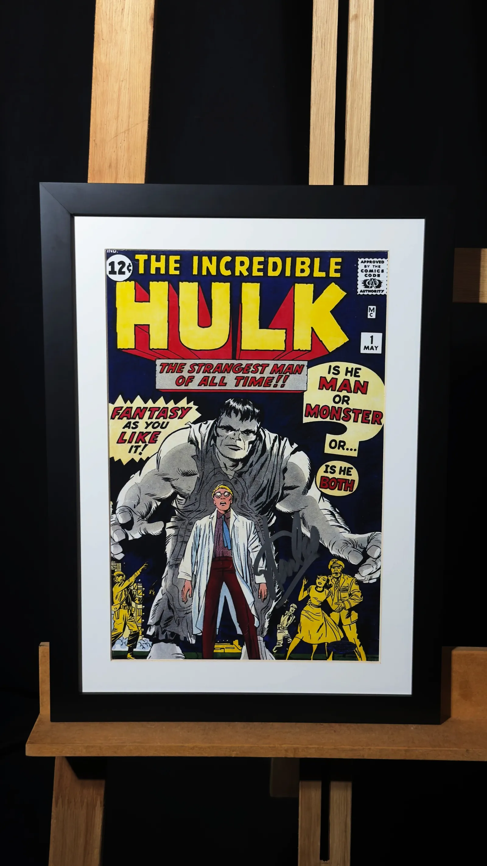 Stan Lee autógrafo – quadro The Incredible Hulk, Stan Lee