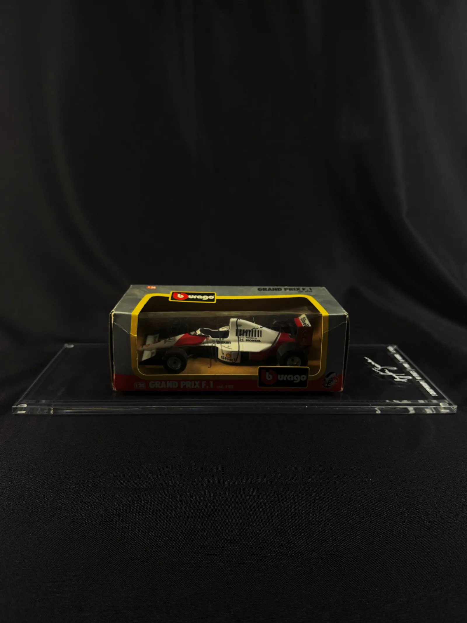 Ayrton Senna autógrafo – miniatura 1/24 McLaren MP4/4 Honda, Ayrton Senna