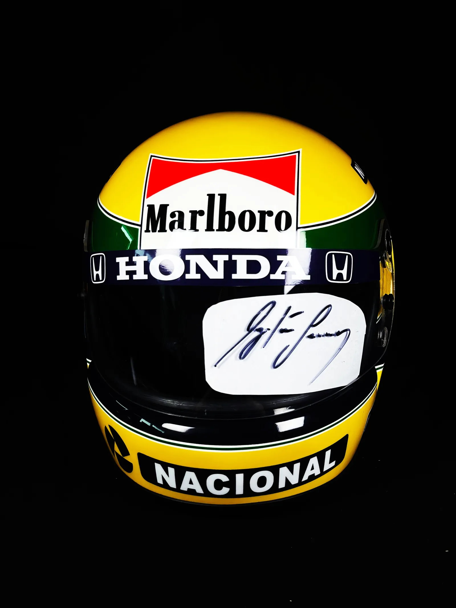 Ayrton Senna autógrafo – assinatura na viseira do capacete, Ayrton Senna