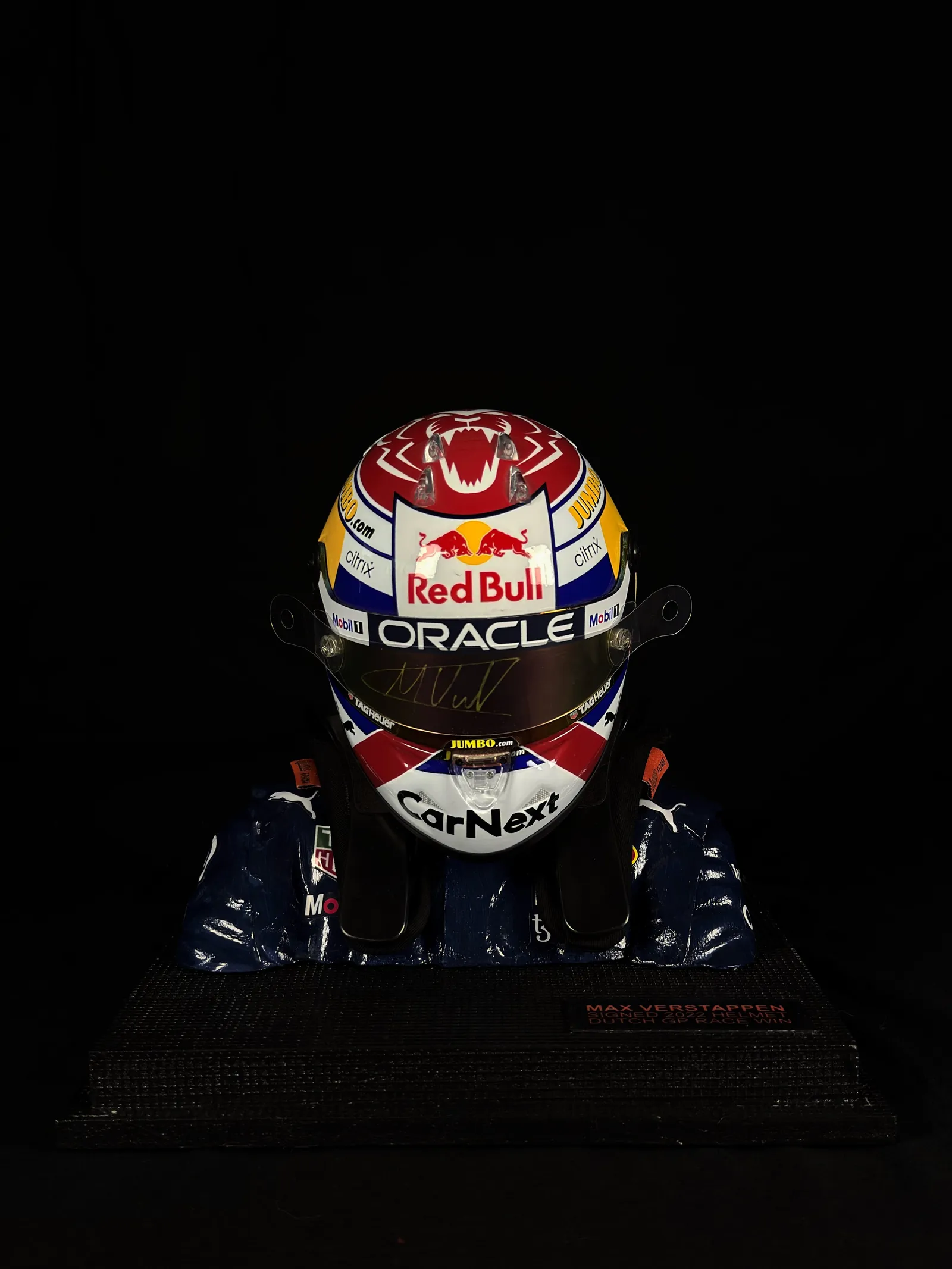 Max Verstappen autógrafo – viseira mini capacete, Max Verstappen