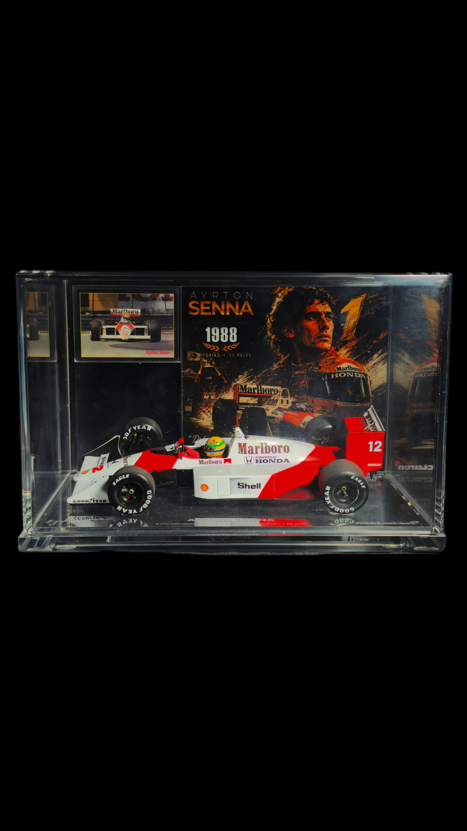 AYRTON SENNA AUTÓGRAFO – CARD AUTOGRAFADO E MINIATURA MCLAREN MP4/4 1988, Ayrton Senna