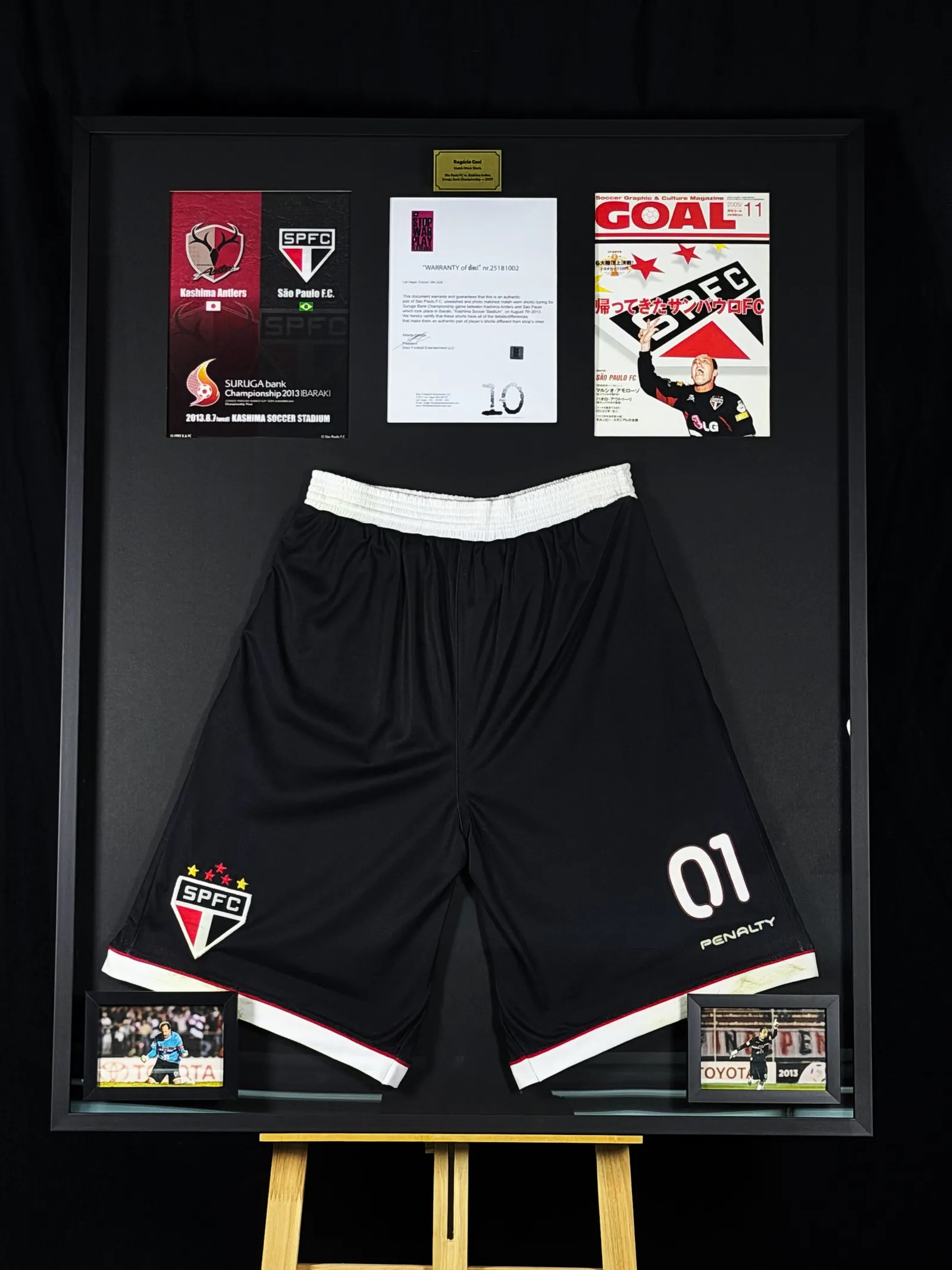Rogério Ceni usado em jogo – calção São Paulo FC, quadro de Elite, Rogério Ceni