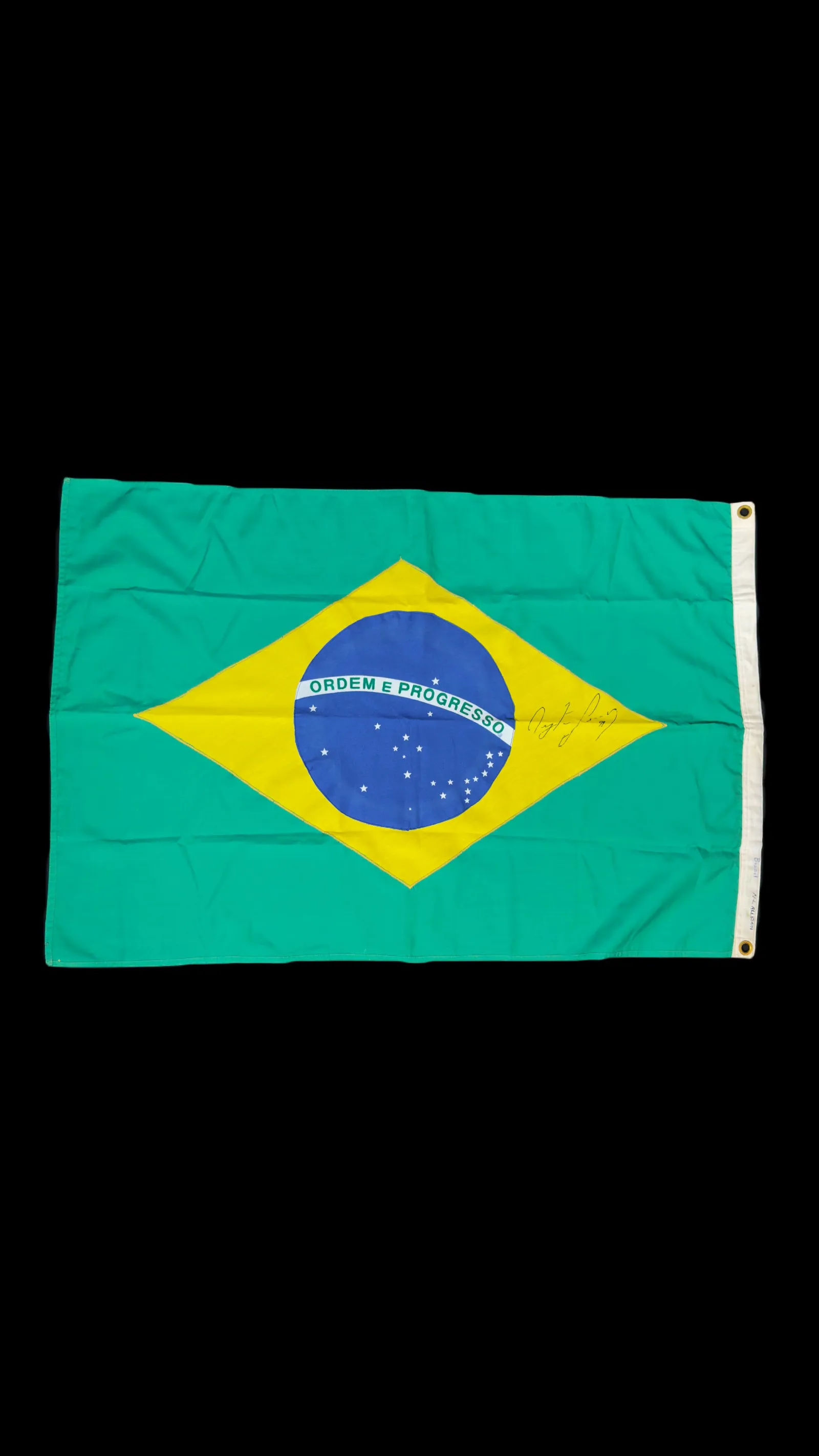 Ayrton Senna autógrafo – bandeira do Brasil, Ayrton Senna