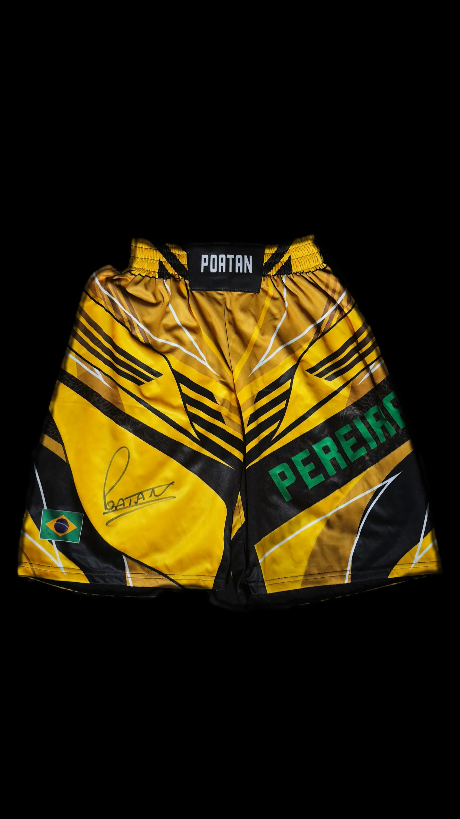 Alex Pereira Poatan autógrafo – calção de luta, Alex Pereira