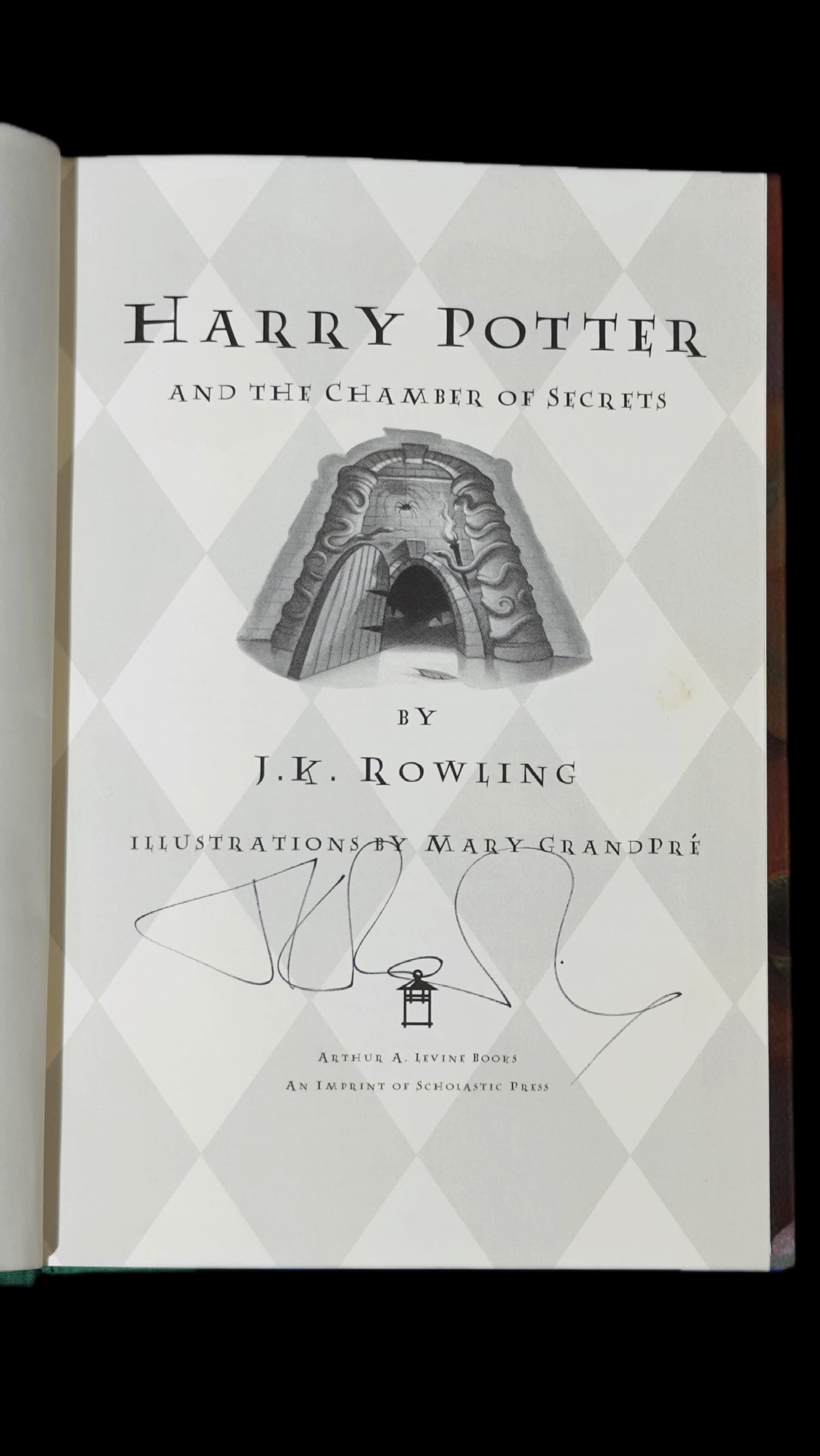 J. K. Rowling autógrafo – livro Harry Potter and the Chamber of Secrets, J. K. Rowling