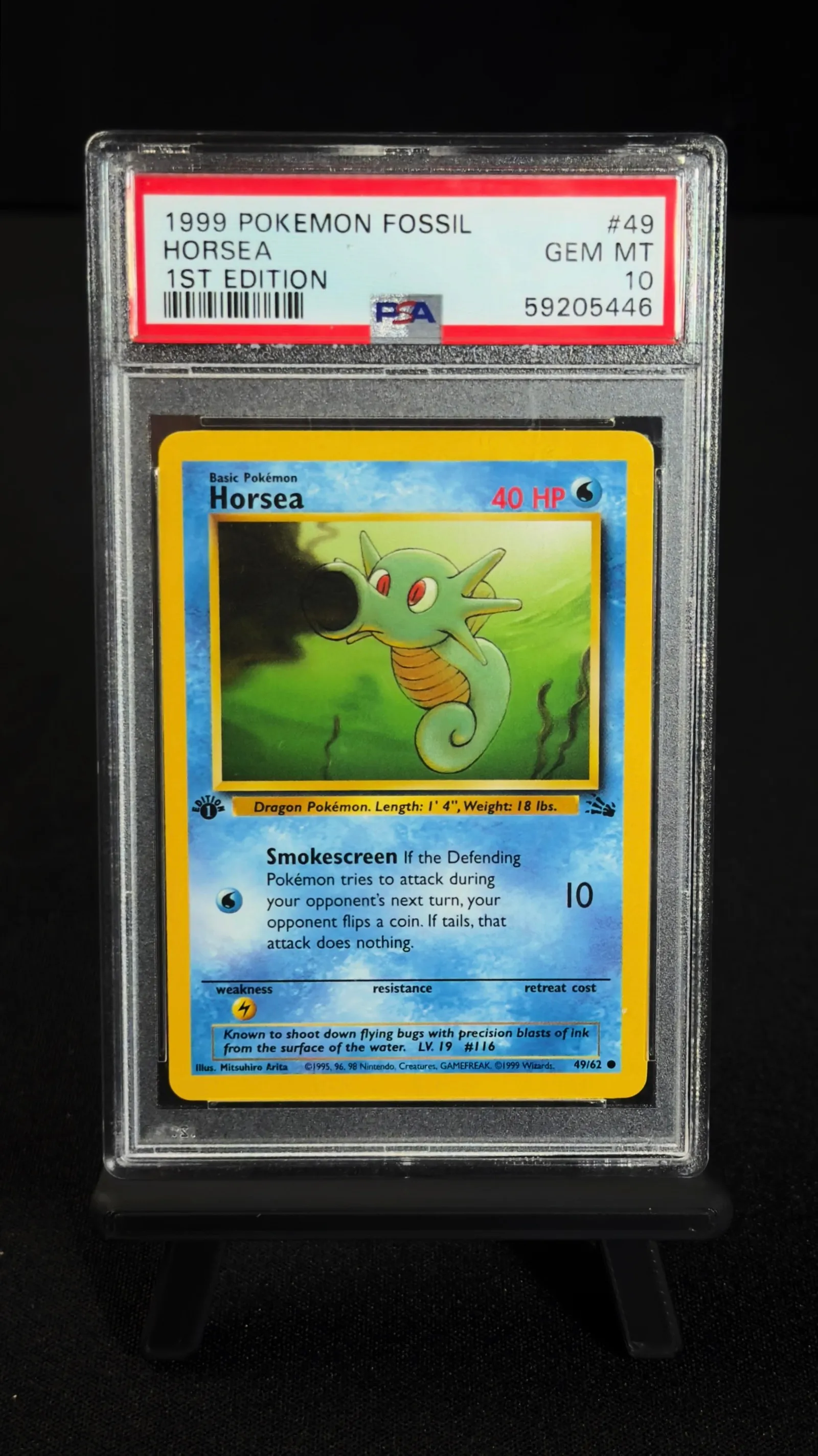 Horsea 49/62 1st Edition – Fossil 1999 PSA 10, Horsea