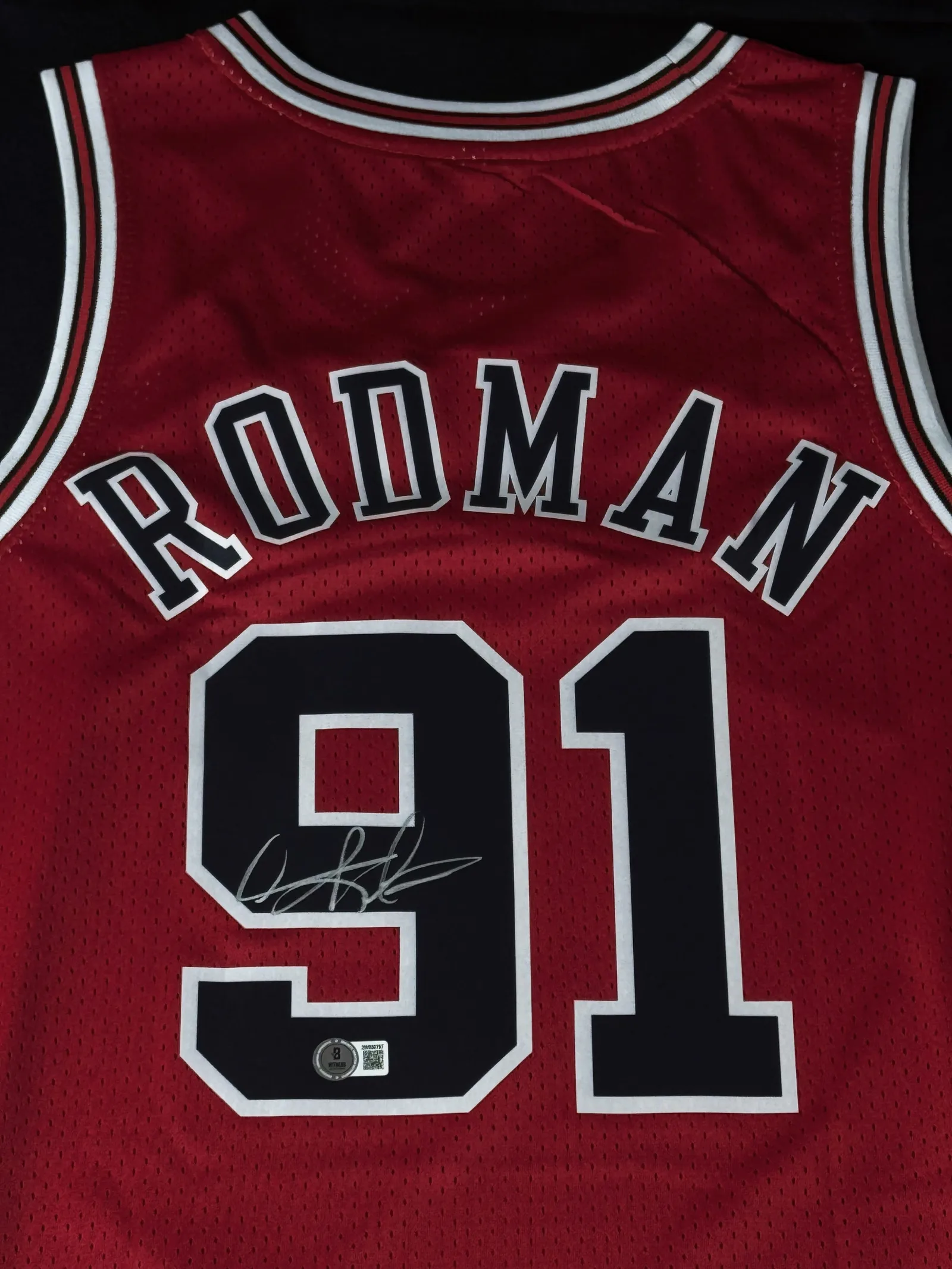 Dennis Rodman autógrafo – camisa de basquetebol da lendária equipe Chicago Bulls, Dennis Rodman
