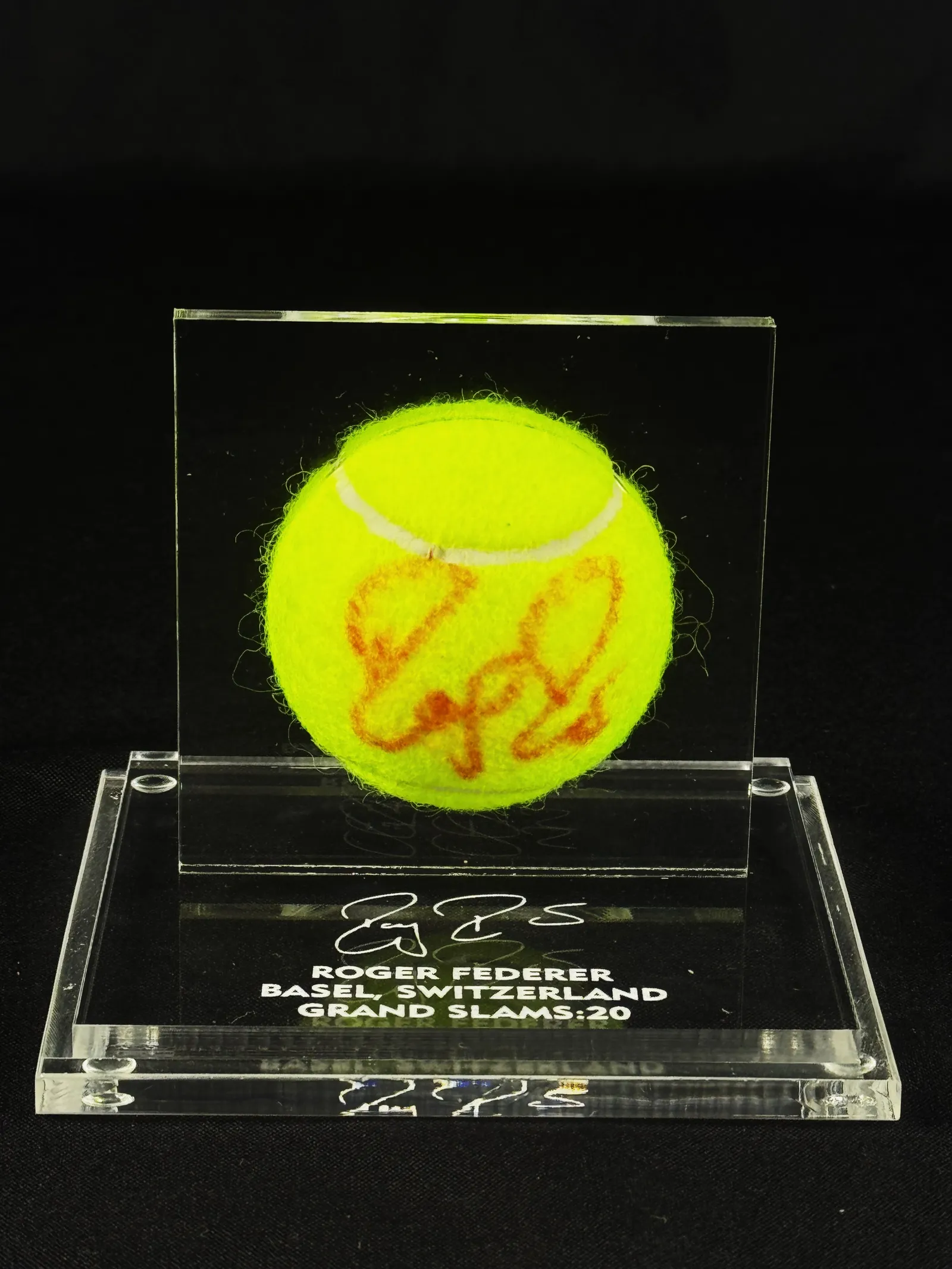 Roger Federer autógrafo – bola de tênis, Roger Federer