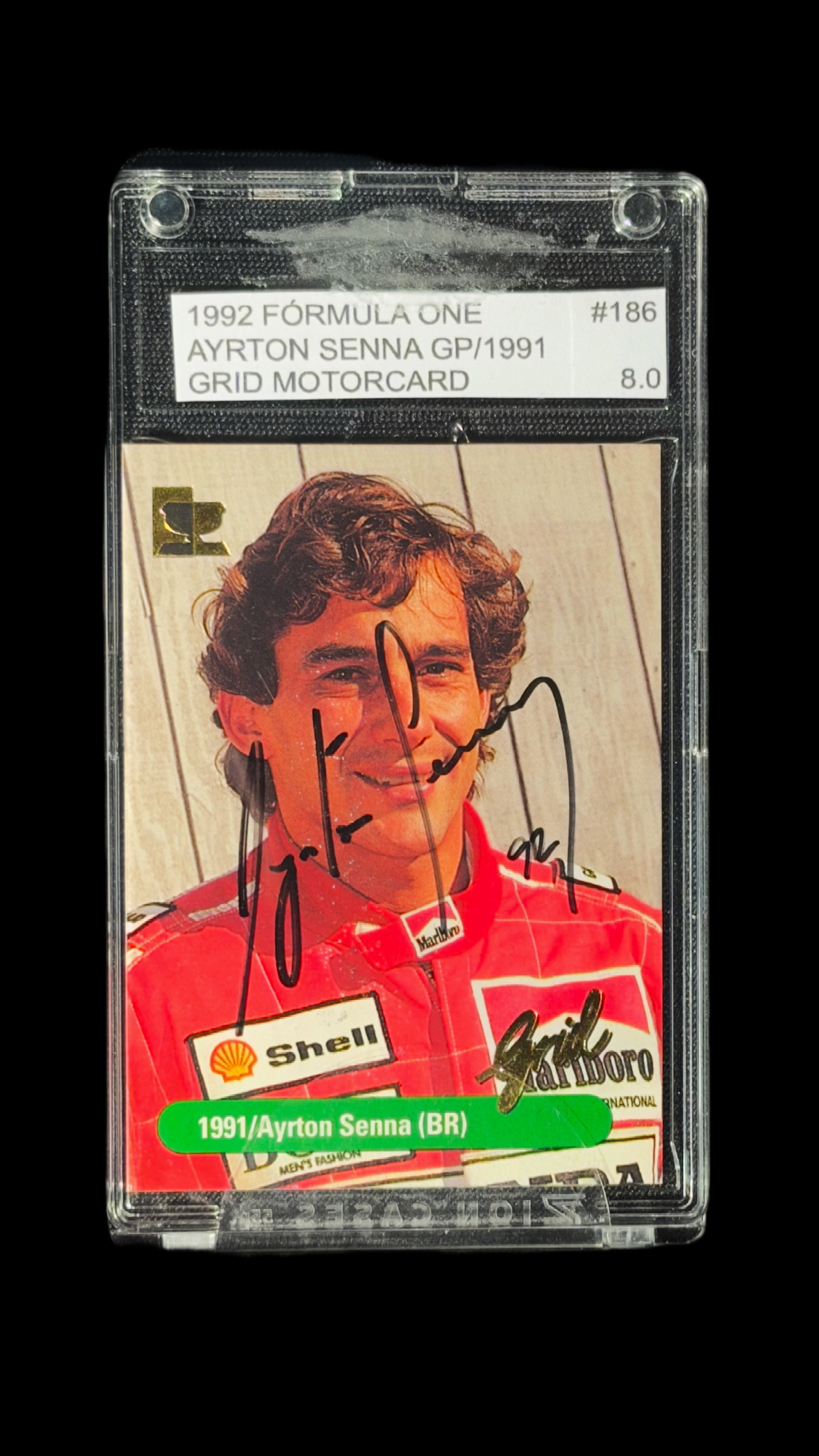 Ayrton Senna autógrafo – card grid Motorcard, Ayrton Senna