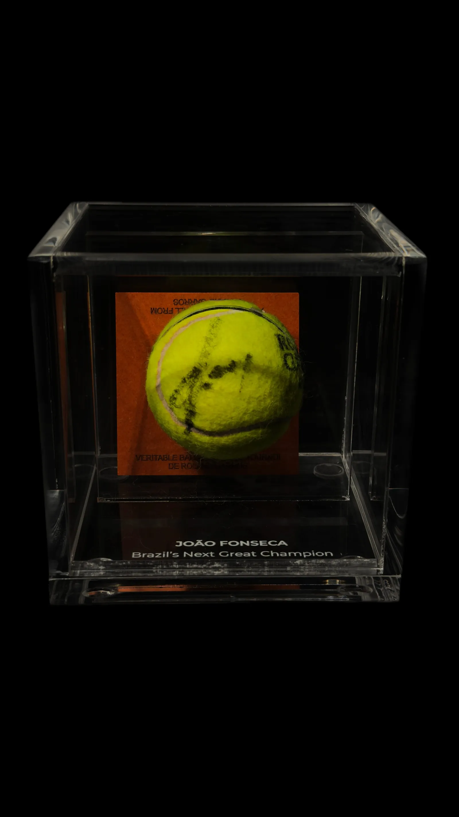 João Fonseca – bola de Roland Garros usada e autografada, João Fonseca