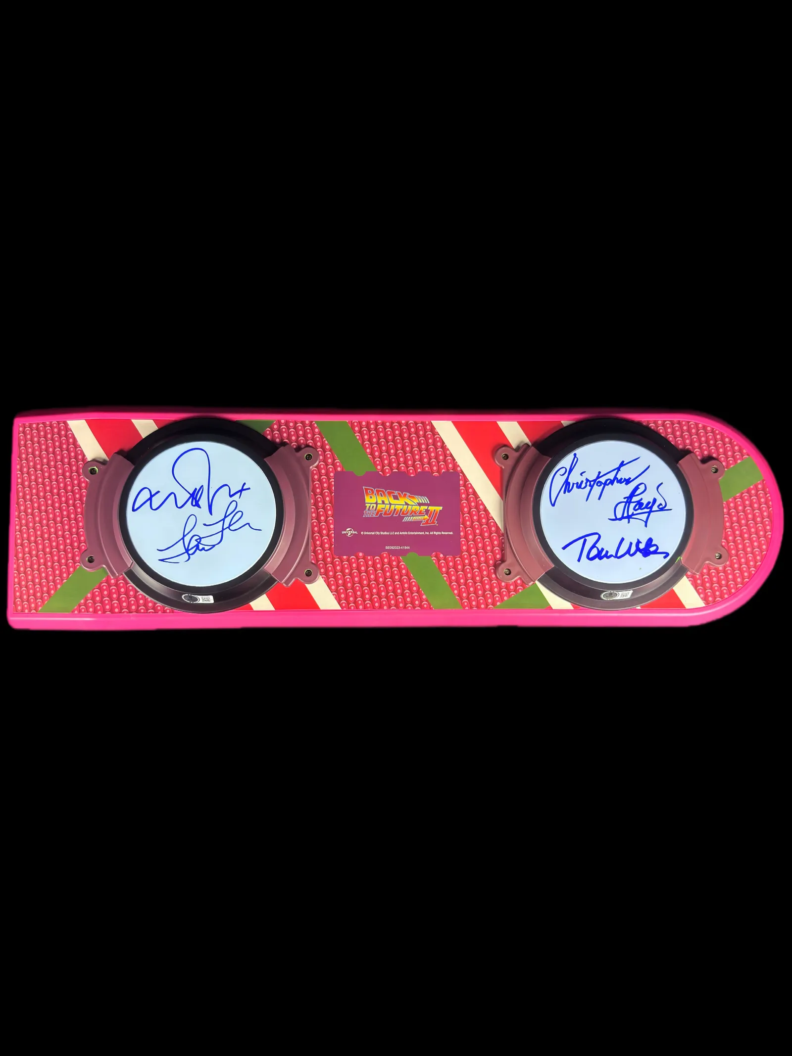 Elenco principal – hoverboard “Back to the Future Part II” autografado, De Volta para o Futuro