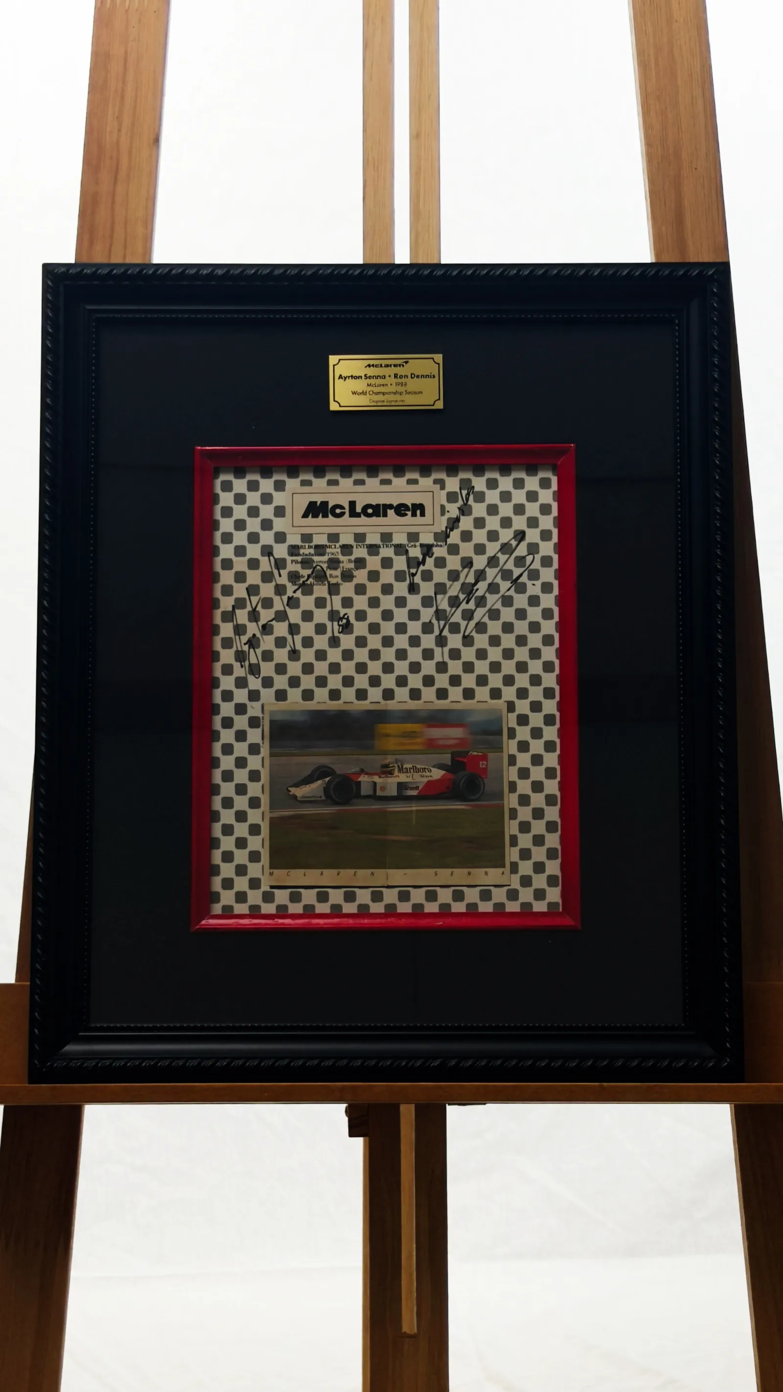 Ayrton Senna e Ron Dennis autógrafos – Quadro McLaren 1988, Ayrton Senna e Ron Dennis