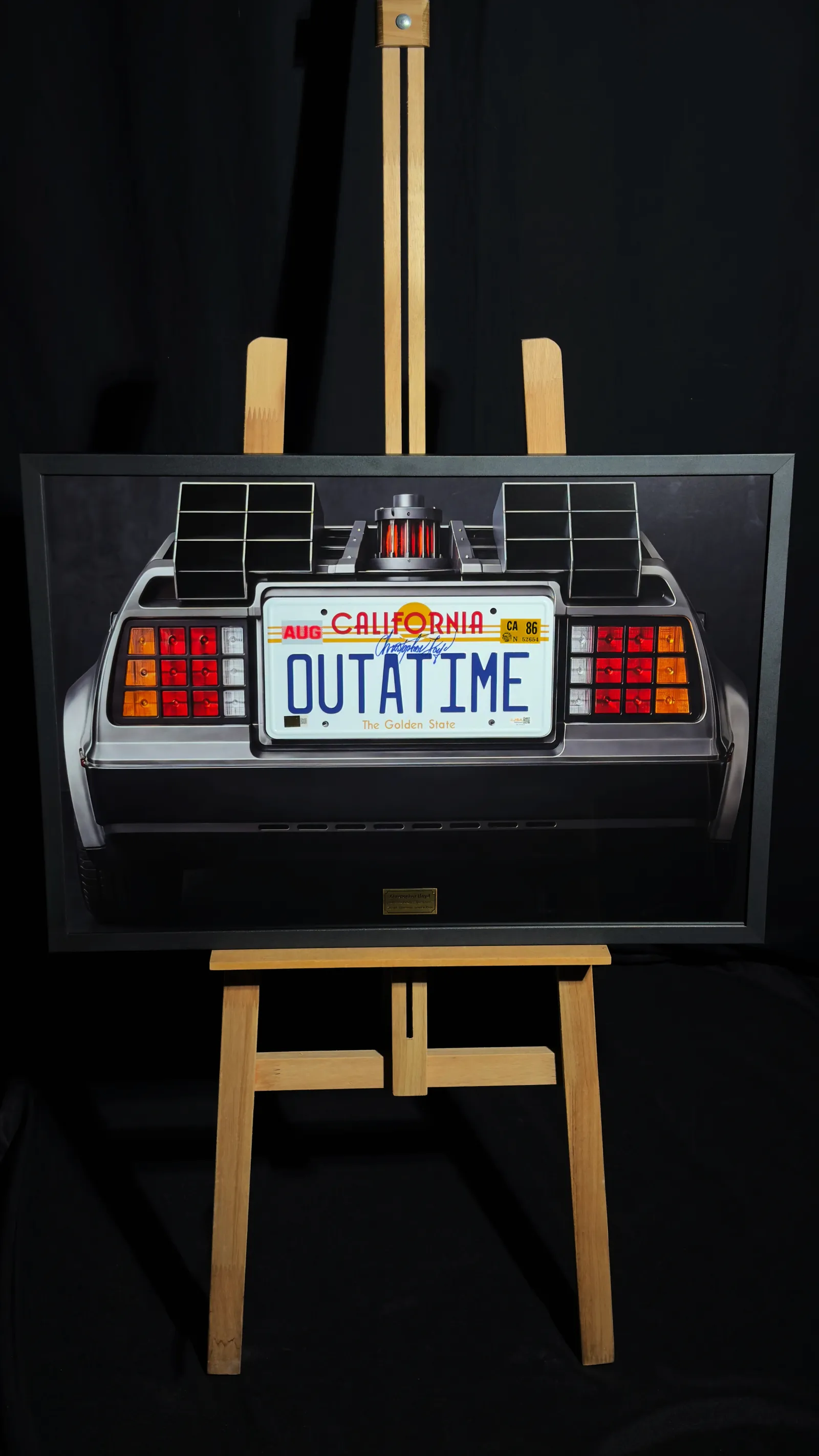 Christopher Lloyd autógrafo – Moldura com placa OUTATIME de Back to the Future, Christopher Lloyd