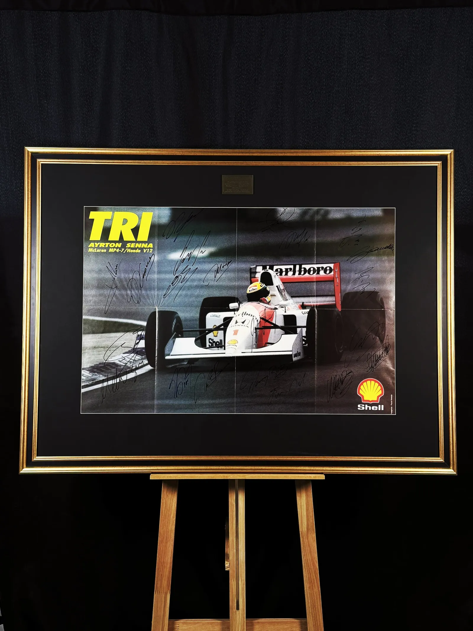 Ayrton Senna e mais quatro campeões mundiais autógrafo – pôster, Ayrton Senna