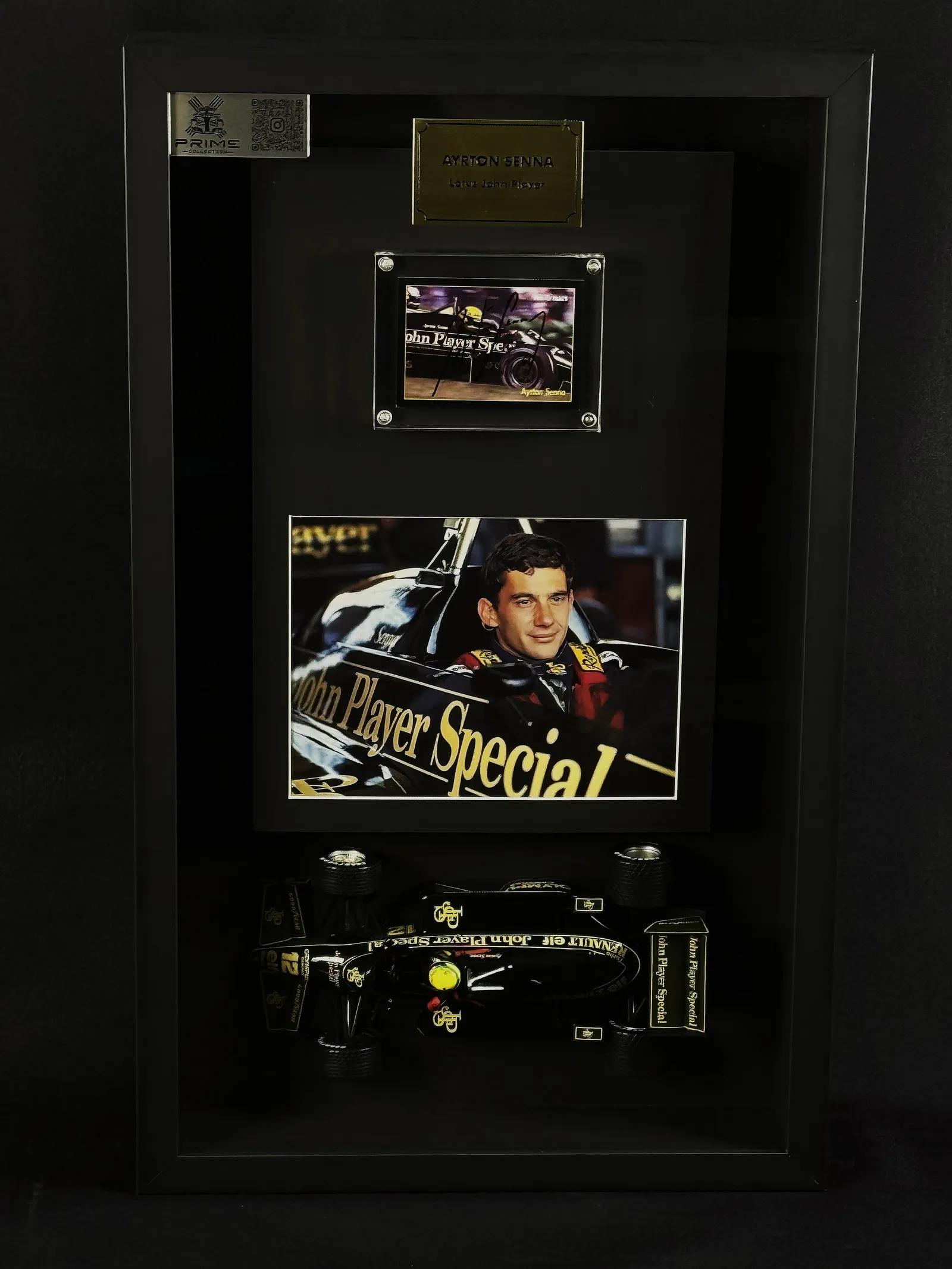 Ayrton Senna autógrafo em card – Lotus, Ayrton Senna