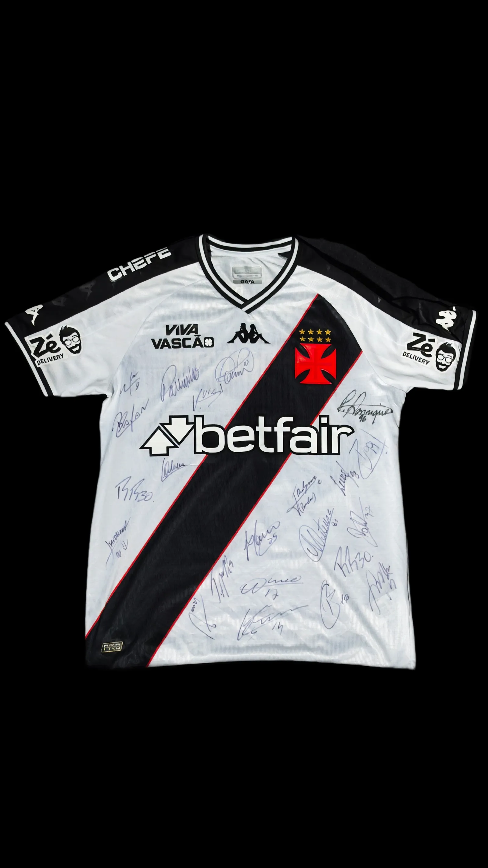 Camisa Vasco autografada pelo elenco – temporada 2024 preparada para jogo, Vasco da Gama