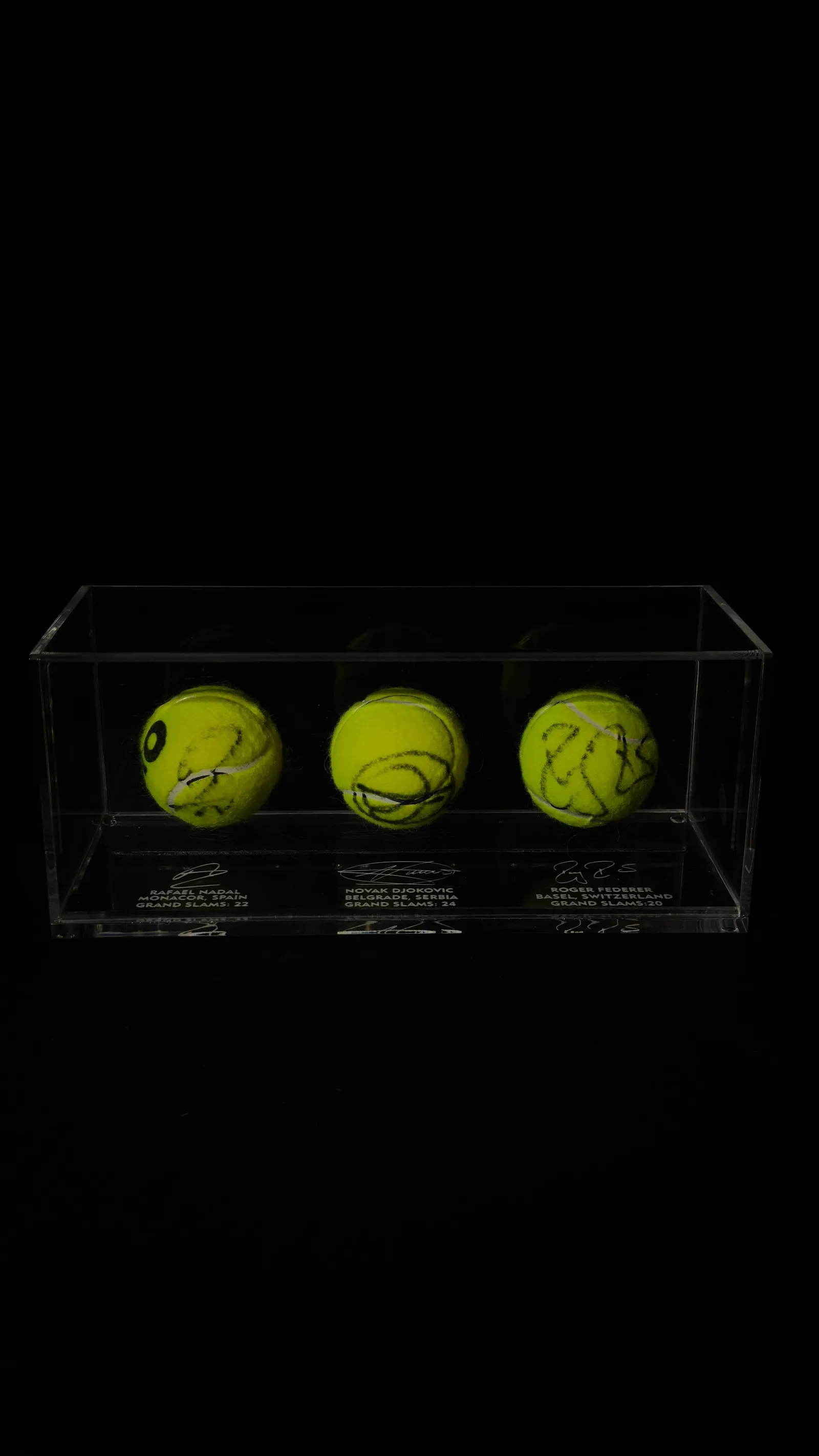 Nadal · Djokovic · Federer autógrafo – kit 3 bolas de tênis, Rafael Nadal, Novak Djokovic e Roger Federer