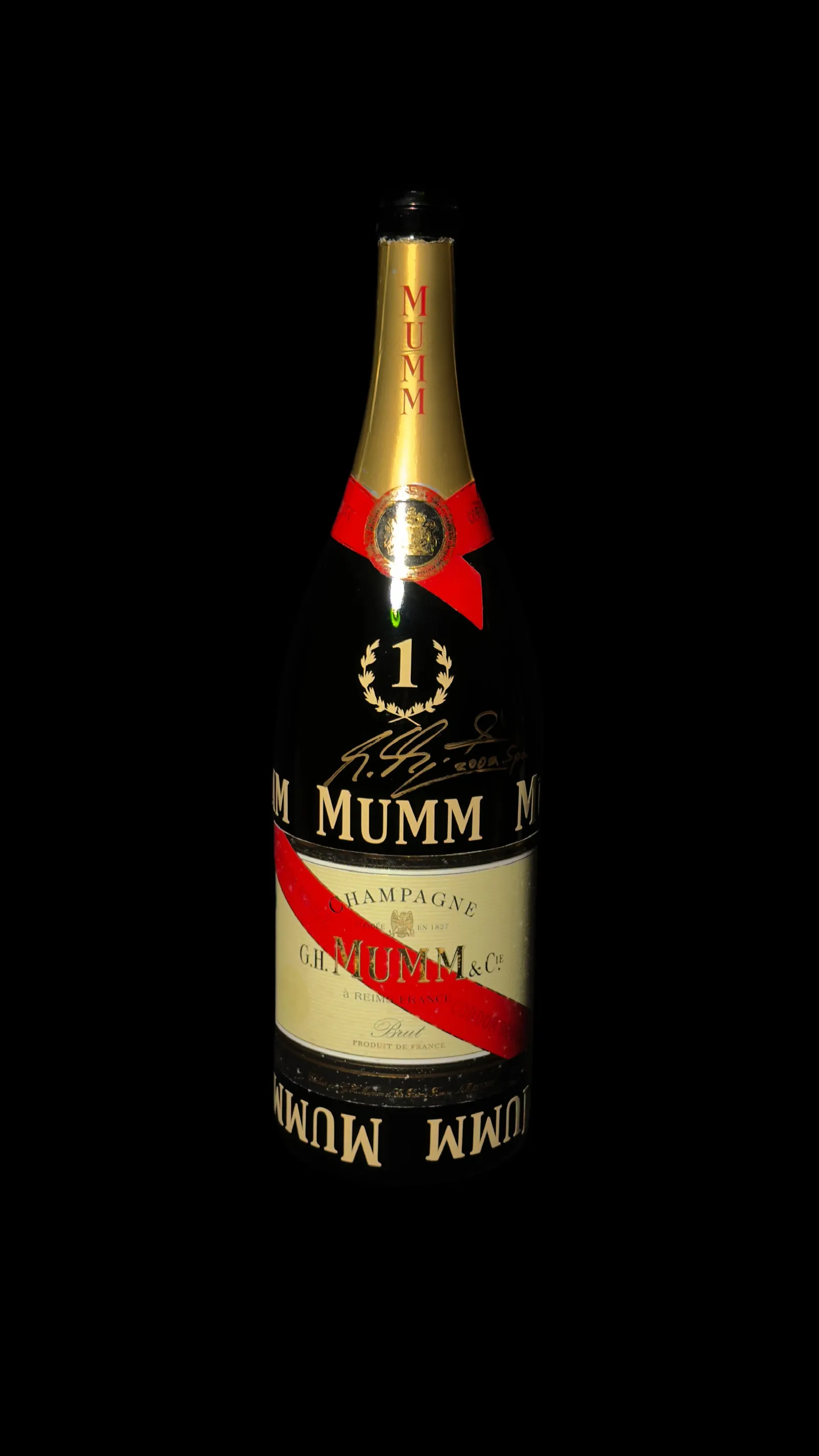 Michael Schumacher autógrafo – garrafa Champagne Mumm, Michael Schumacher