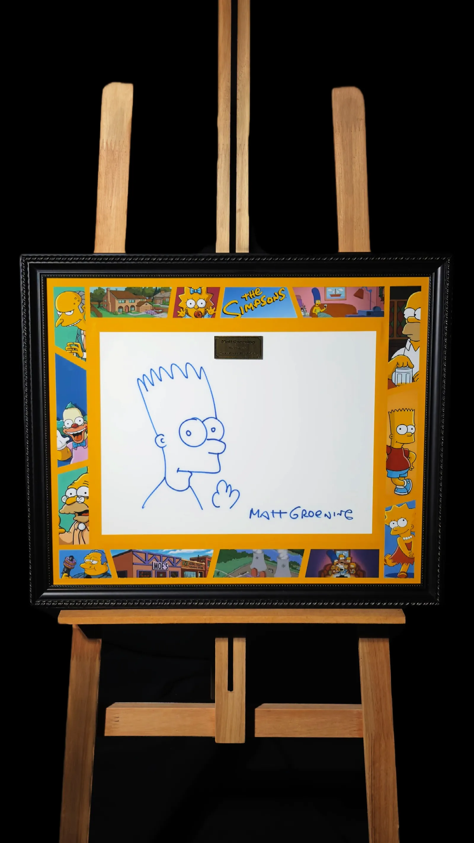 Matt Groening autógrafo – Sketch original do Bart Simpson, Matt Groening