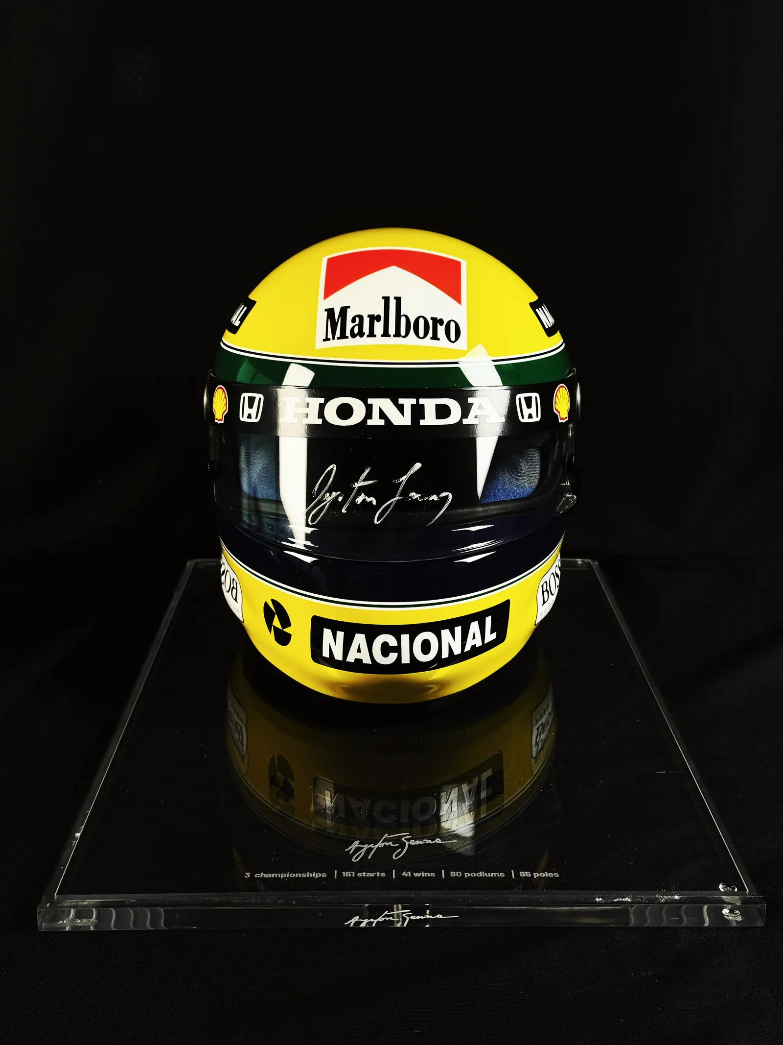 Ayrton Senna autógrafo – viseira capacete McLaren, Ayrton Senna