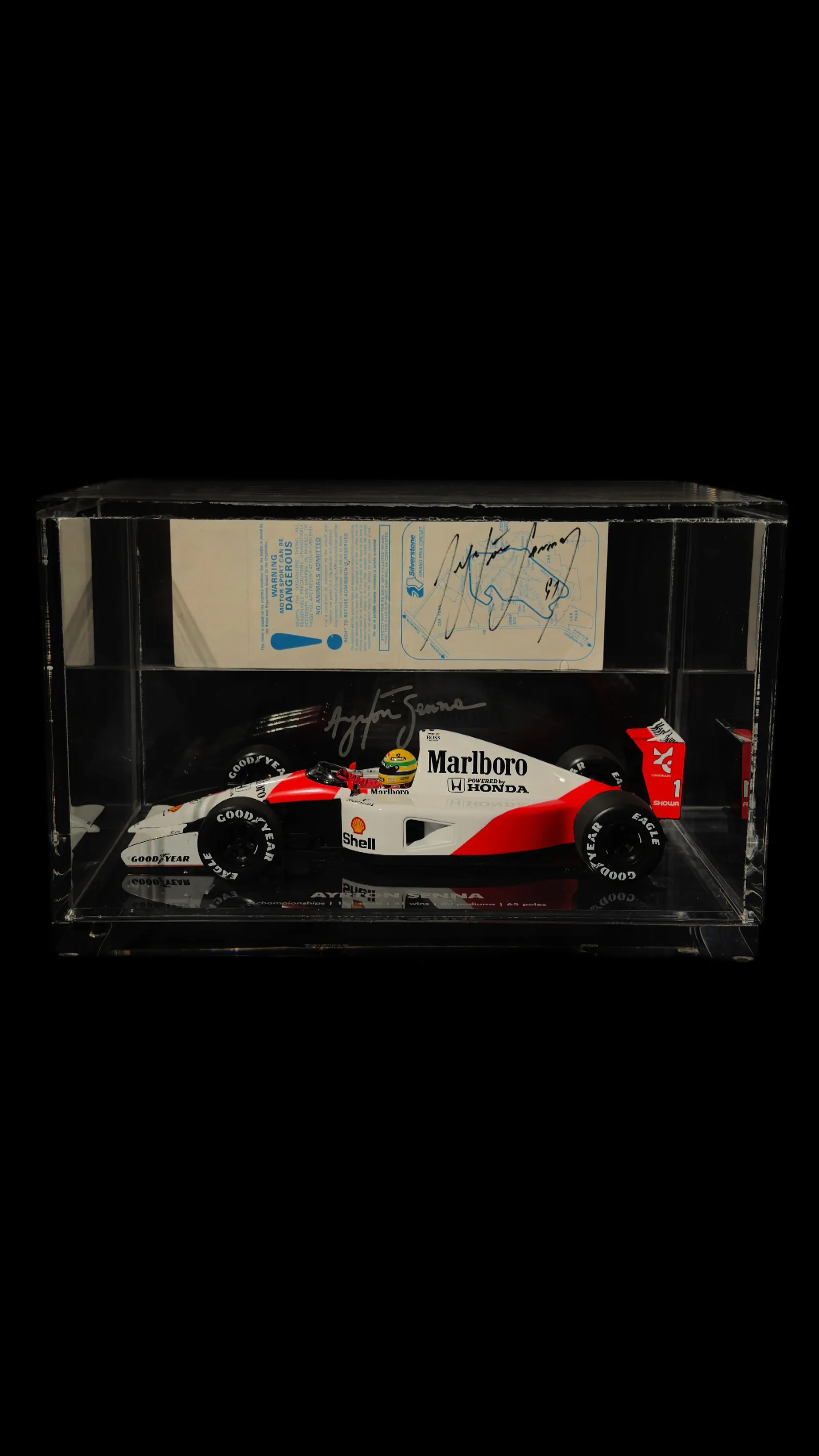Ayrton Senna autógrafo – mapa da pista de Silverstone 1991, Ayrton Senna
