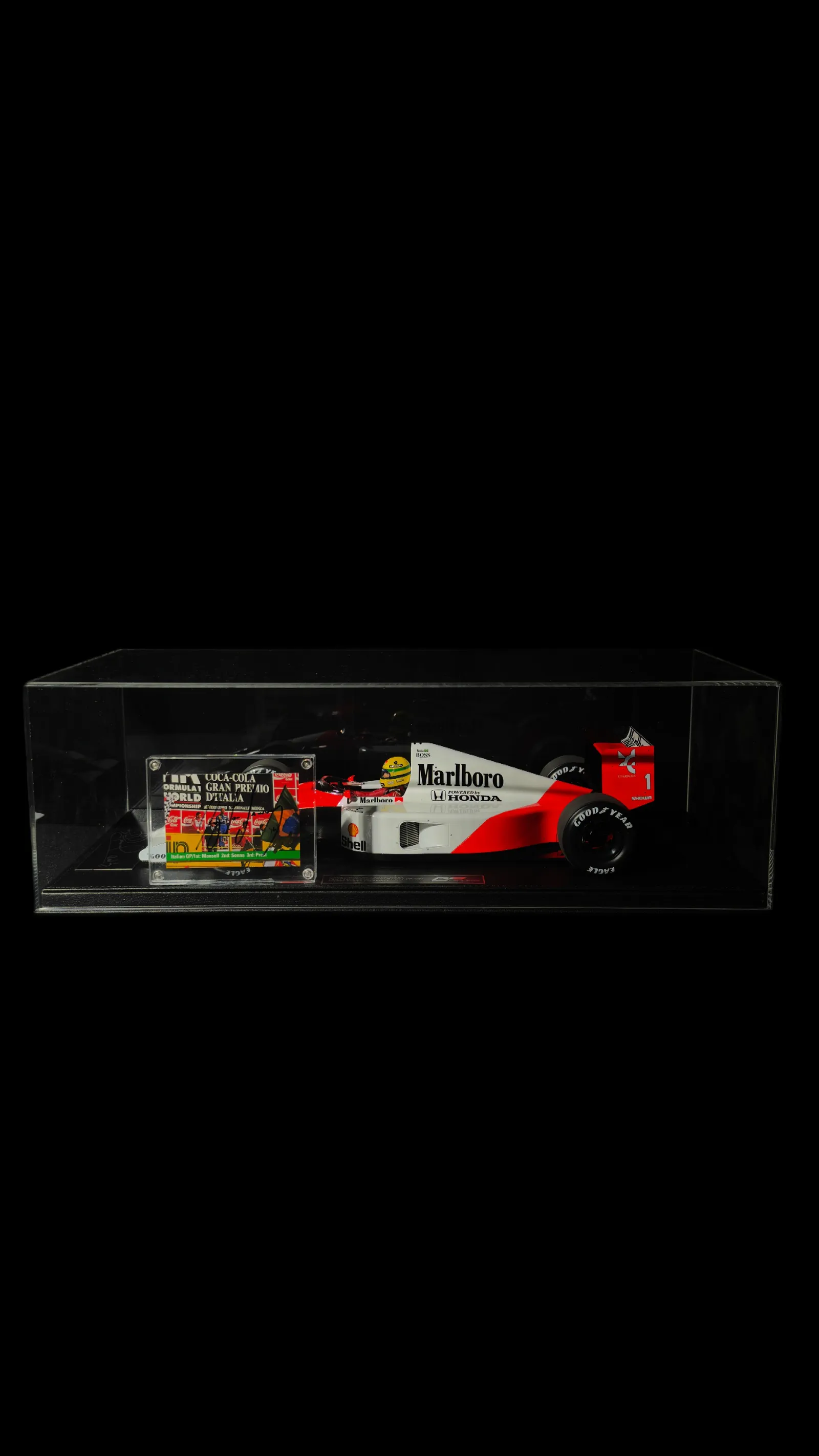 Ayrton Senna autógrafo – foto GP da Itália 1991 com McLaren MP4/6, Ayrton Senna