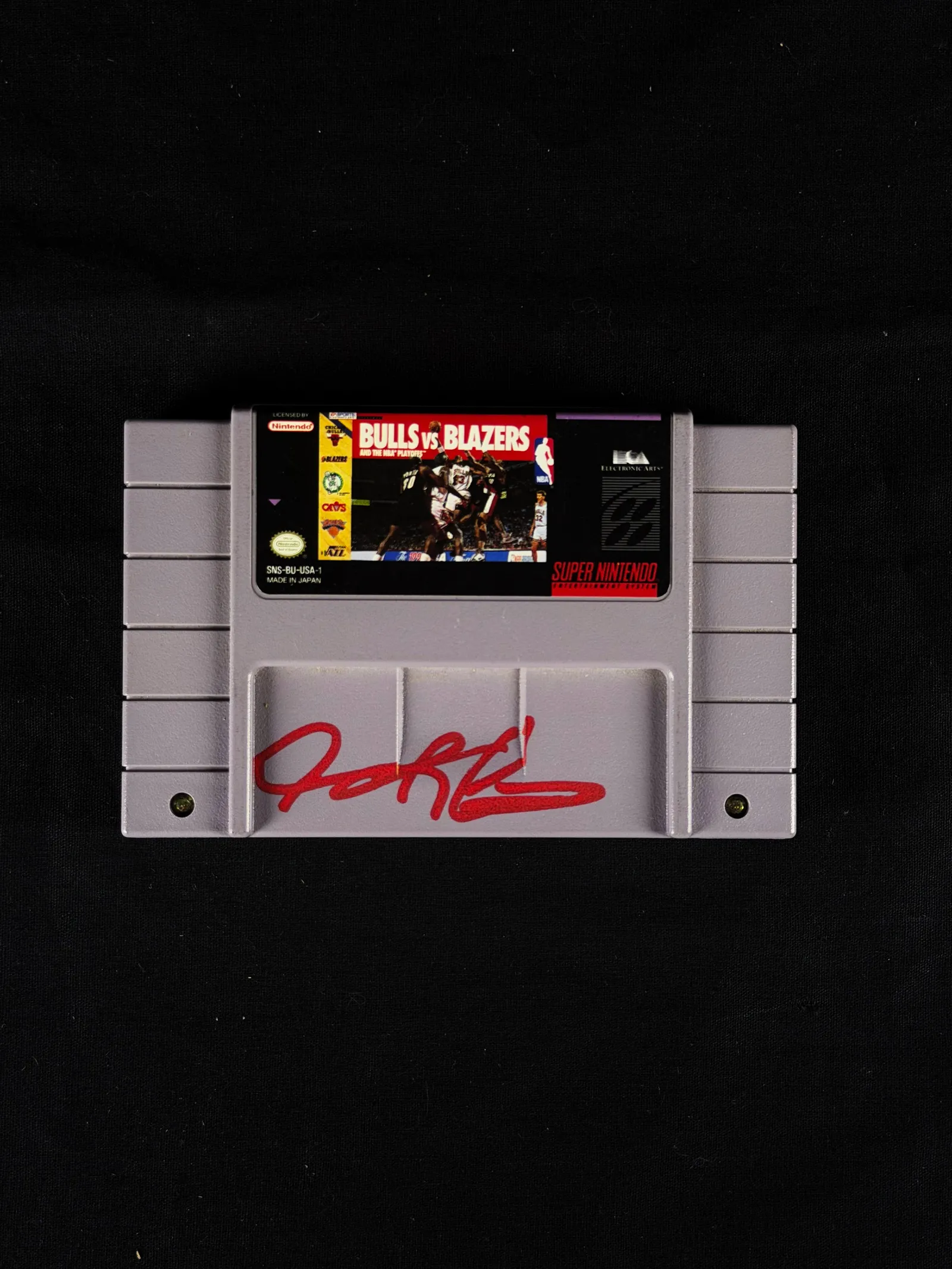 Dennis Rodman autógrafo – "Bulls vs Blazers" cartucho de vídeo game, Dennis Rodman