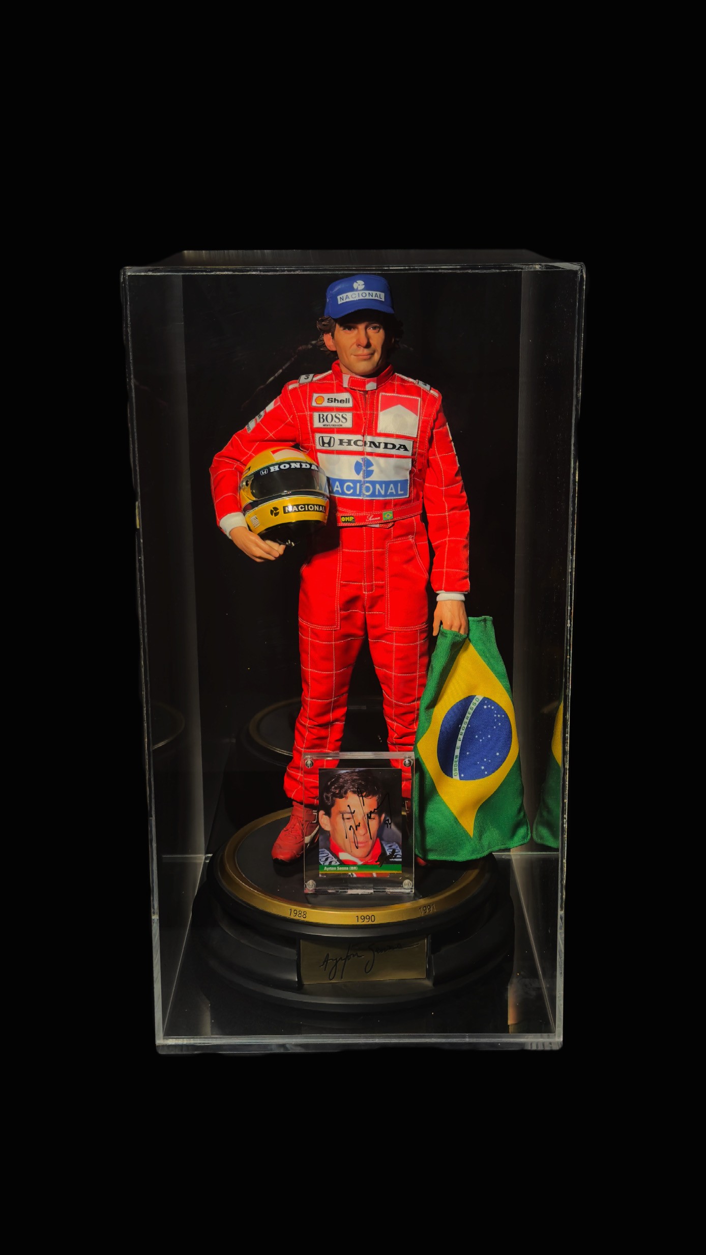 Ayrton Senna autógrafo – foto assinada com estátua limitada, Ayrton Senna