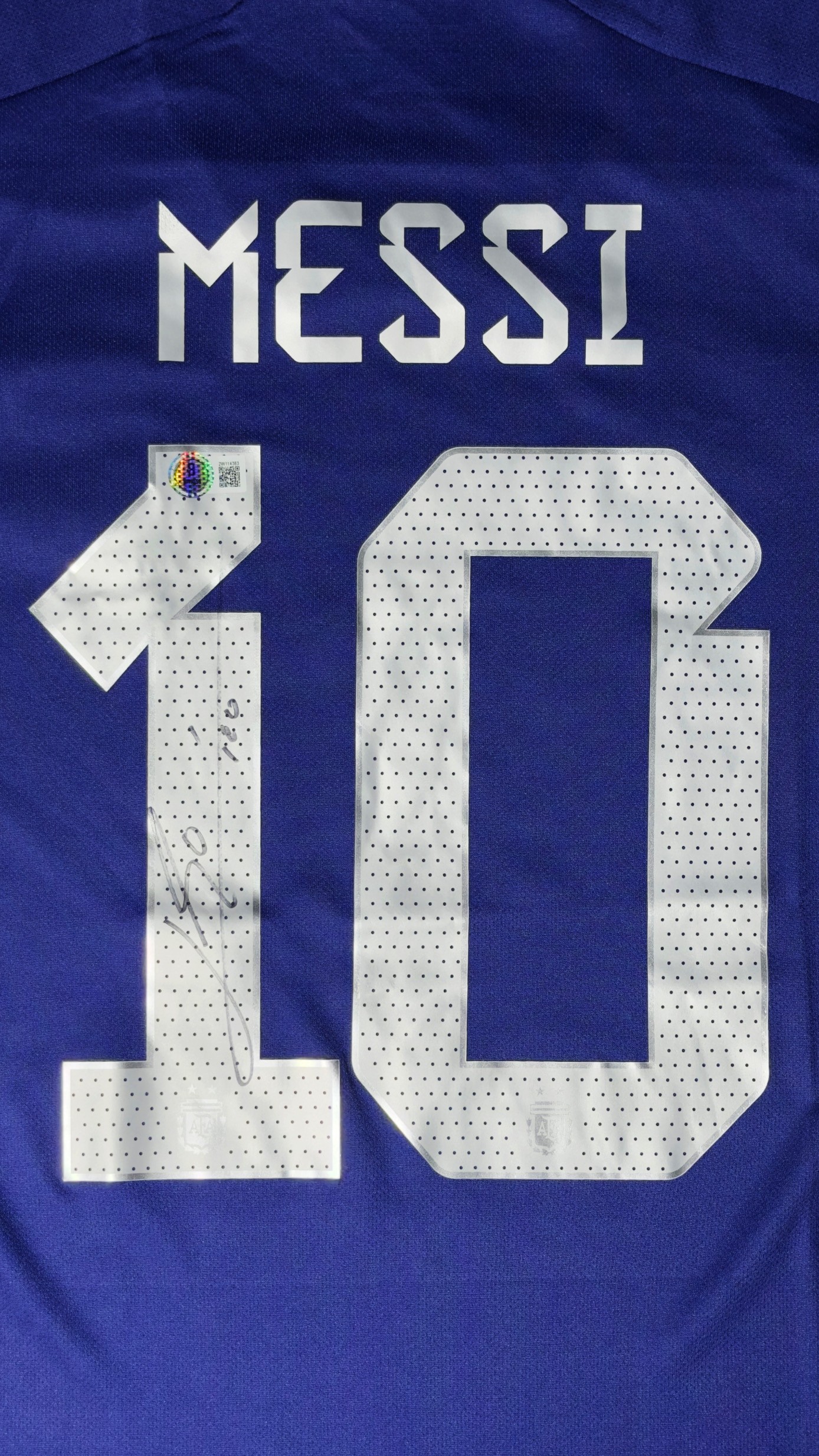 Lionel Messi autógrafo – camisa Argentina Copa do Mundo 2022, Lionel Messi