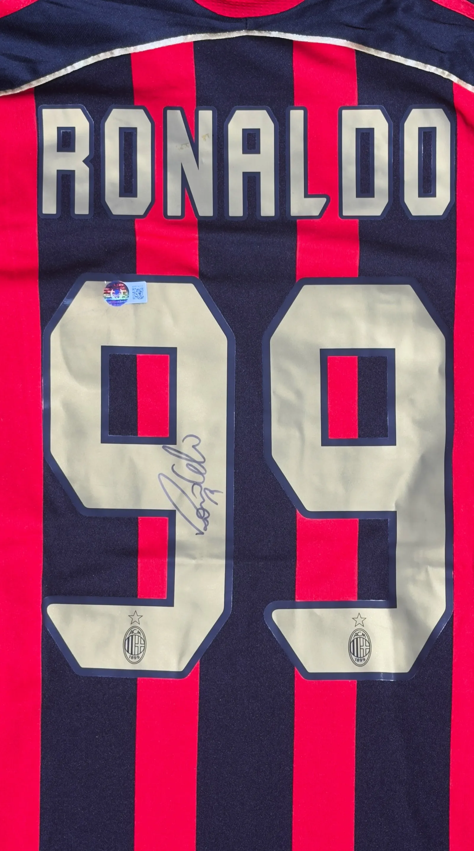 Ronaldo Fenômeno autógrafo – camisa Milan, Ronaldo Fenômeno