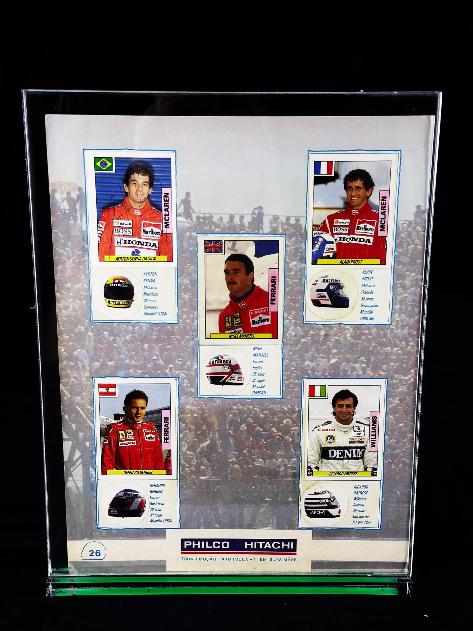 Ayrton Senna – página de revista autografada, campeão mundial 1988, Ayrton Senna