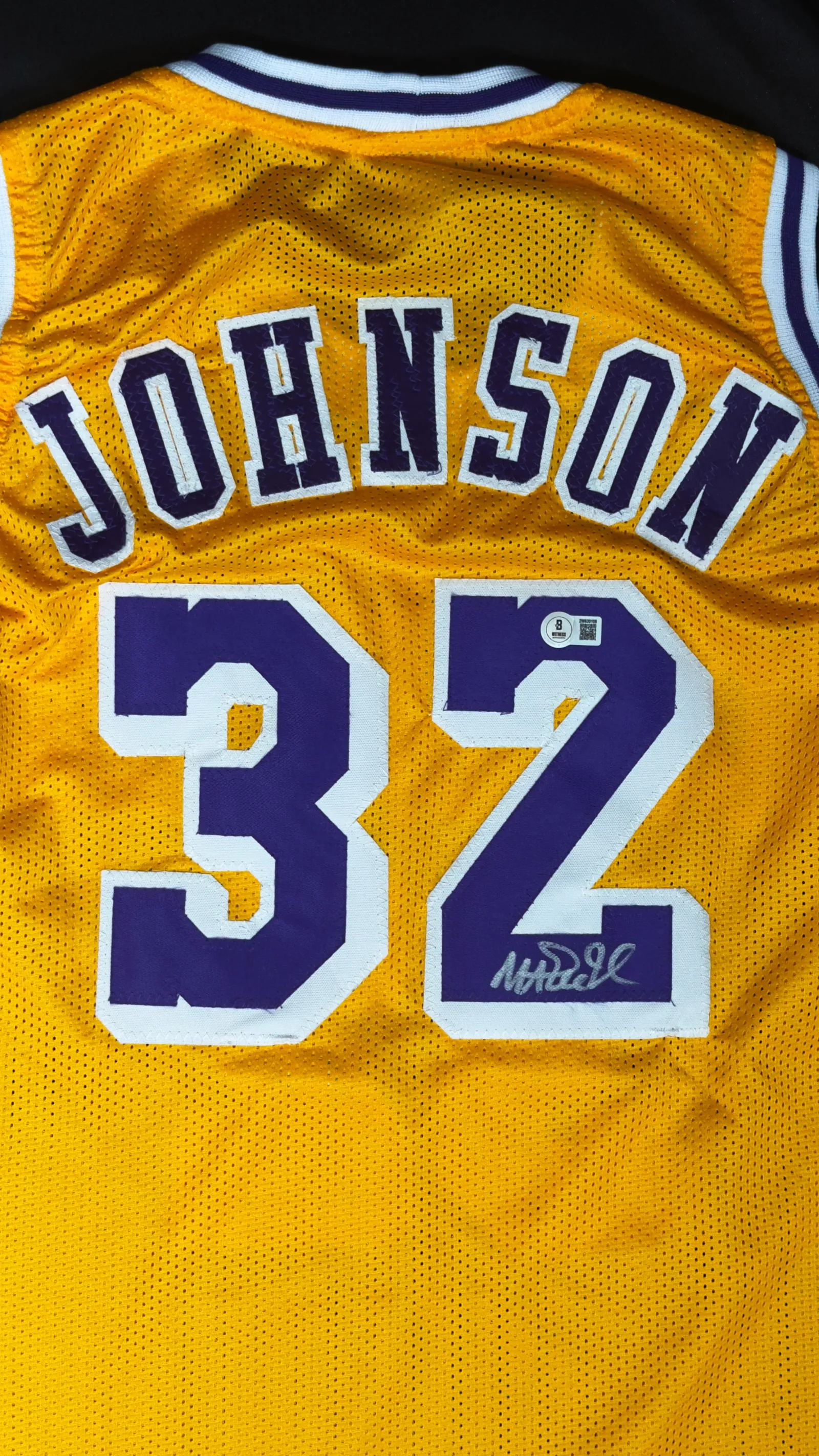 Magic Johnson autógrafo – Jersey Los Angeles Lakers, Magic Johnson