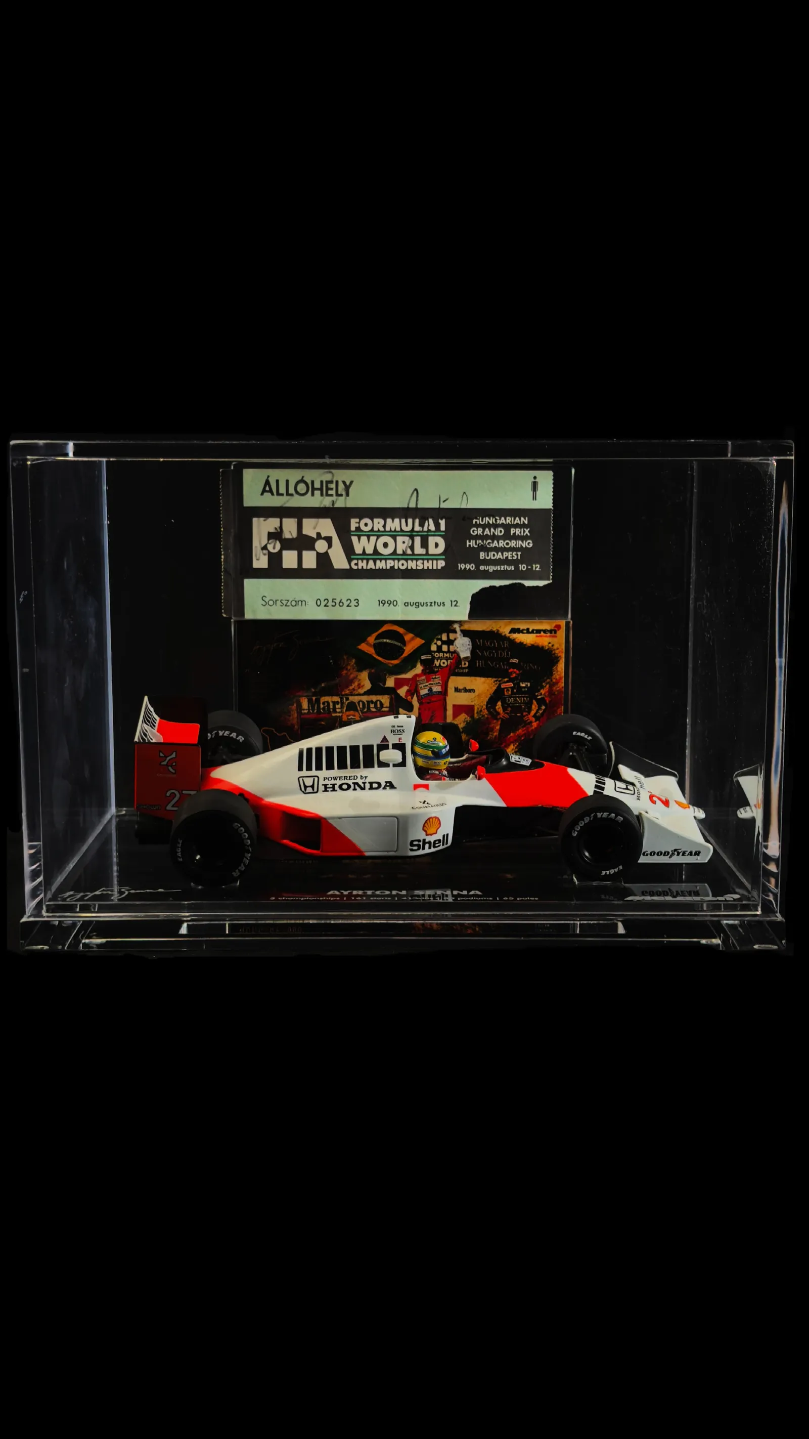 Ayrton Senna & Nelson Piquet autógrafos – ingresso GP da Hungria 1990, Ayrton Senna e Nelson Piquet