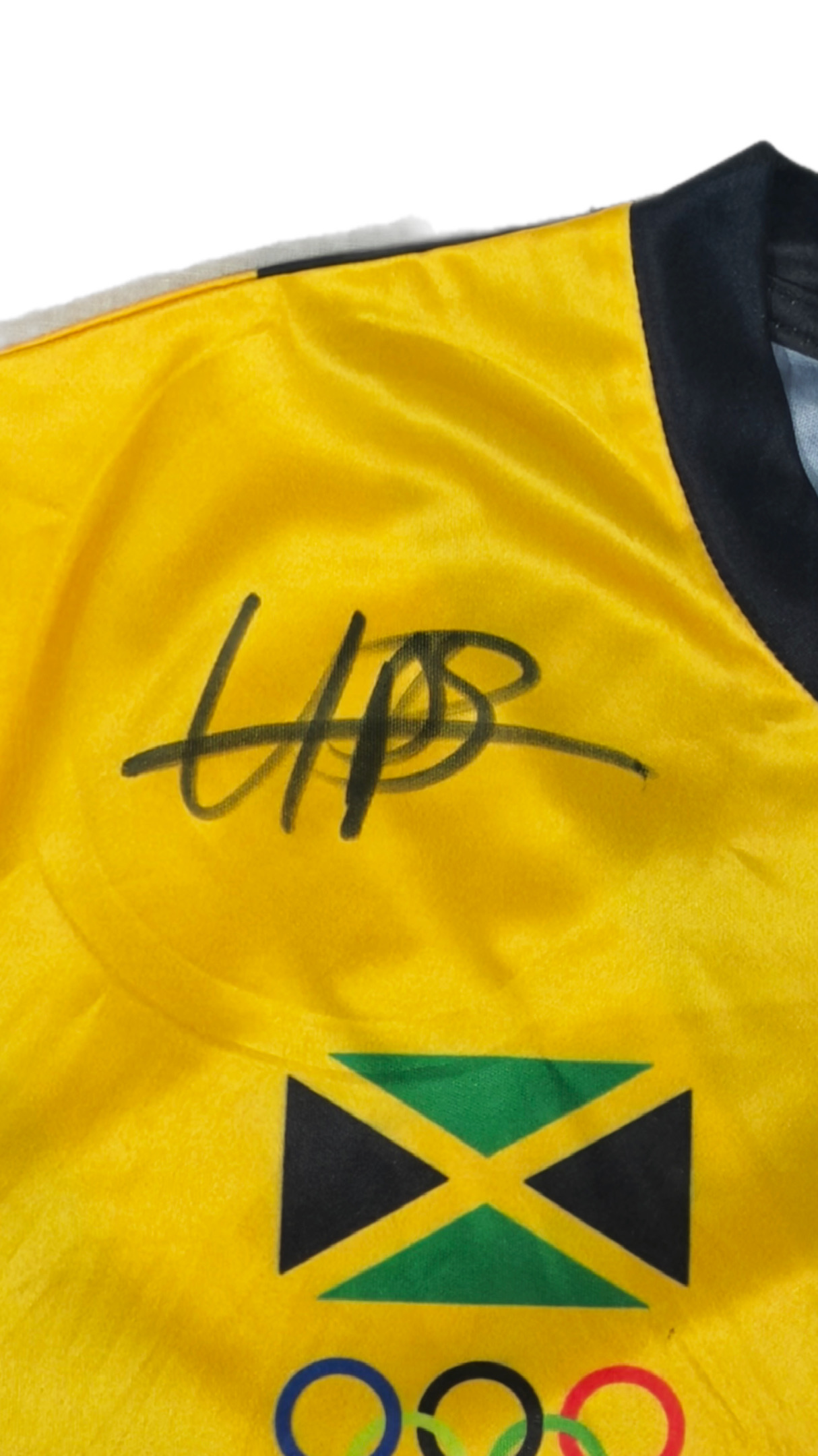Usain Bolt autógrafo – Camisa Jamaica Rio 2016, Usain Bolt