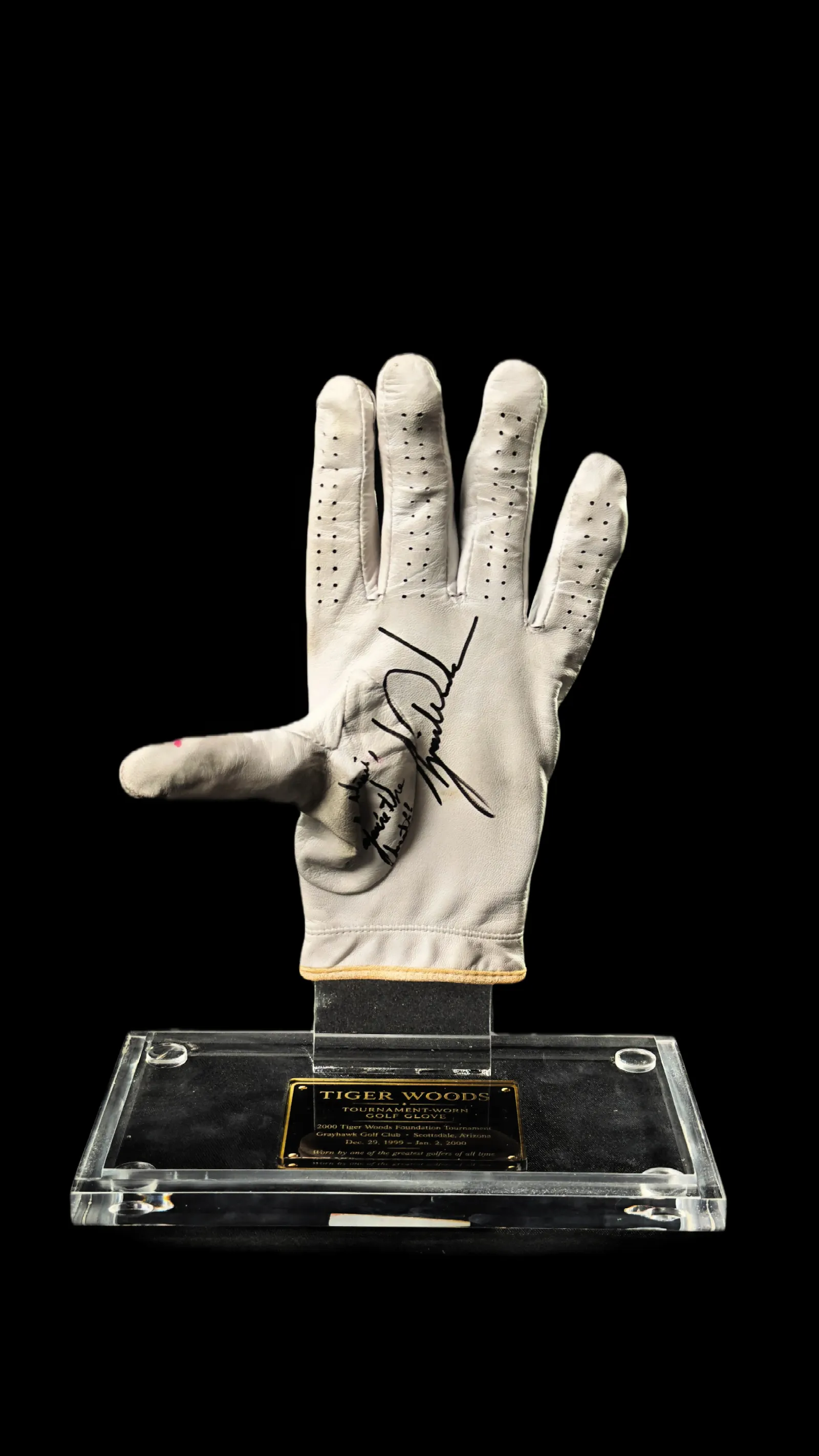 Tiger Woods autógrafo – luva de golfe usada, Tiger Woods