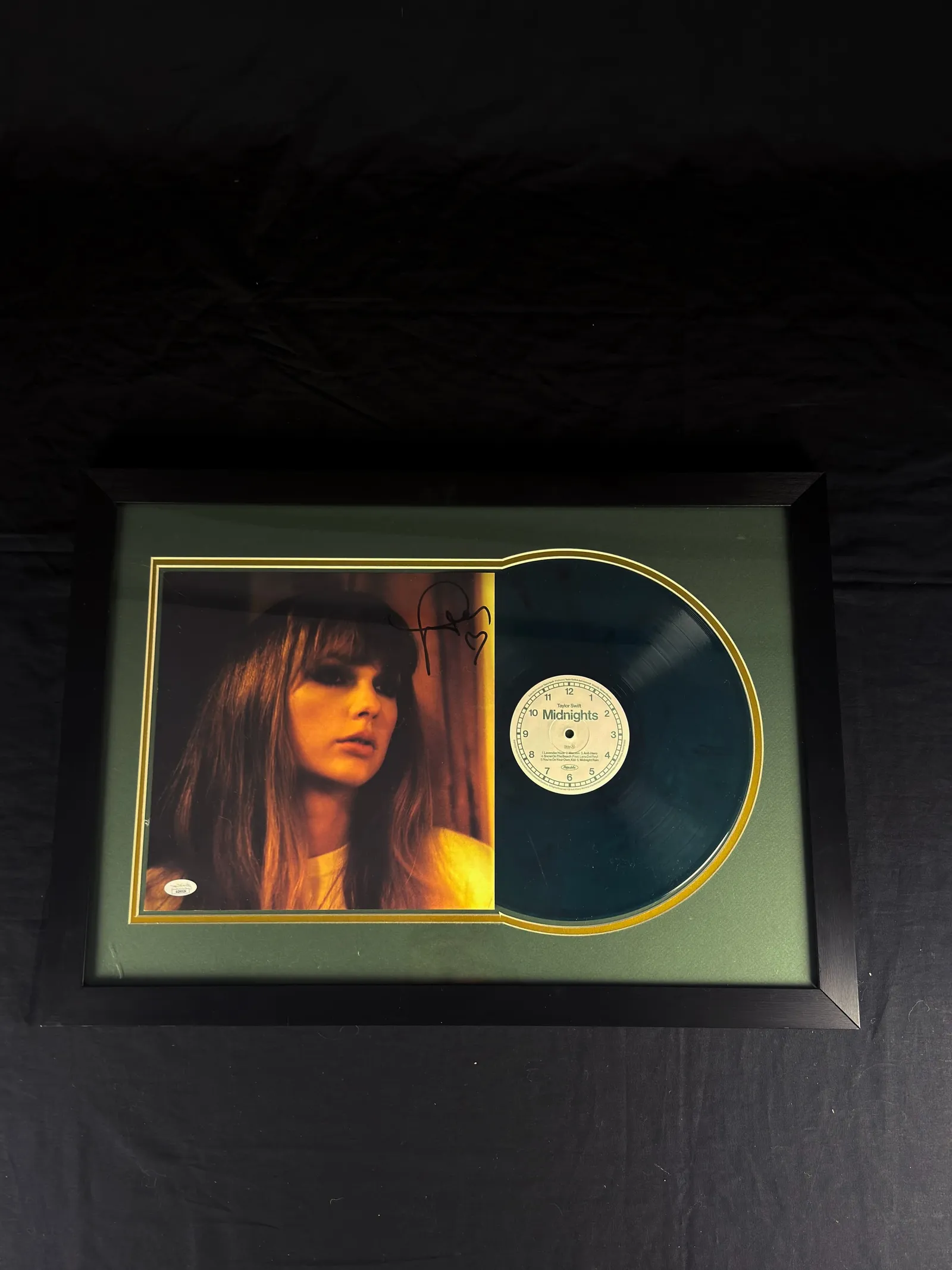 Taylor Swift autógrafo – vinil Midnights emoldurado, Taylor Swift