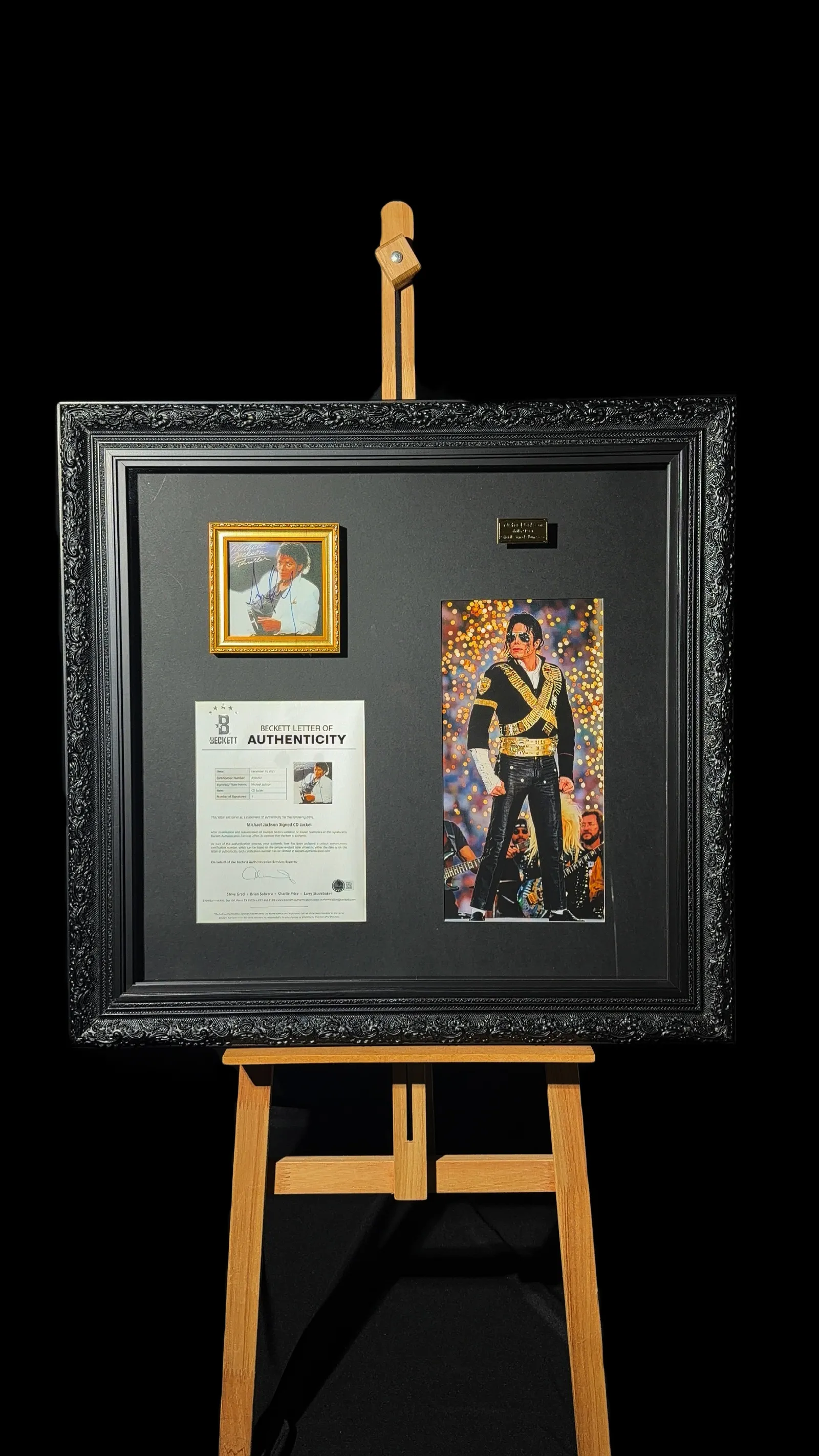 Michael Jackson autógrafo – quadro Thriller, Michael Jackson