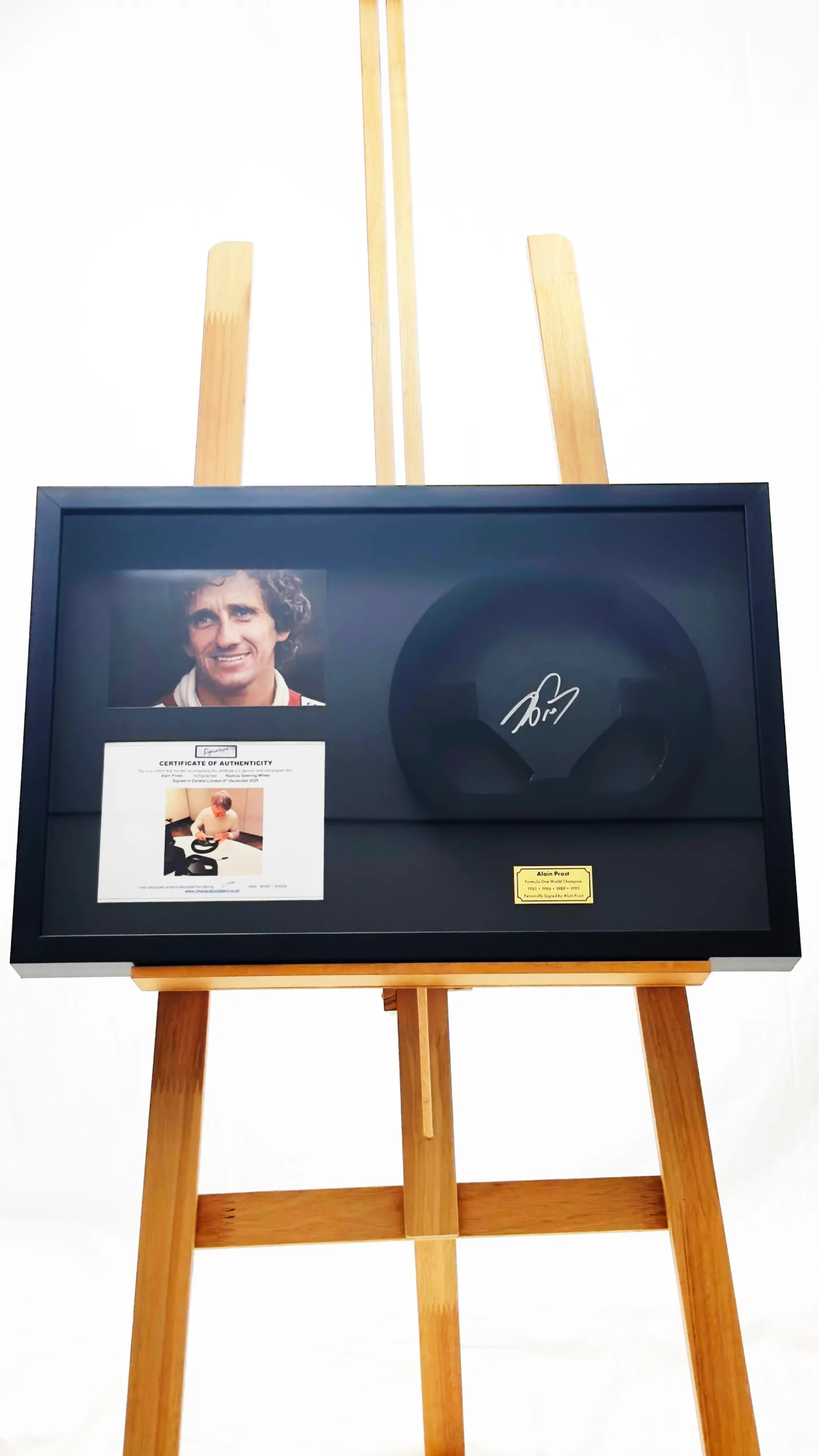 Alain Prost autógrafo – Volante Fórmula 1 emoldurado, Alain Prost
