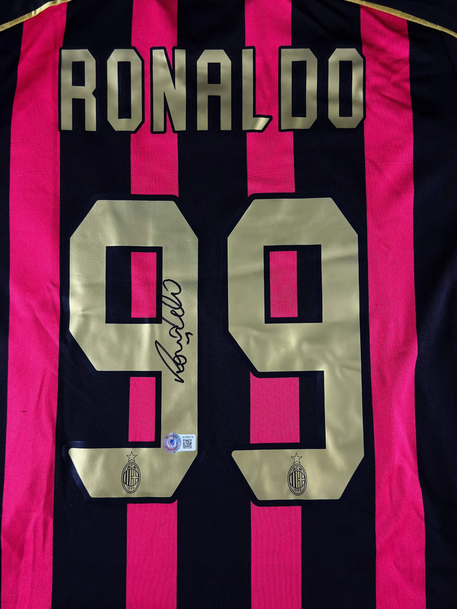 Ronaldo Nazário, "O Fenômeno" autógrafo – camisa do Milan, Ronaldo Fenômeno