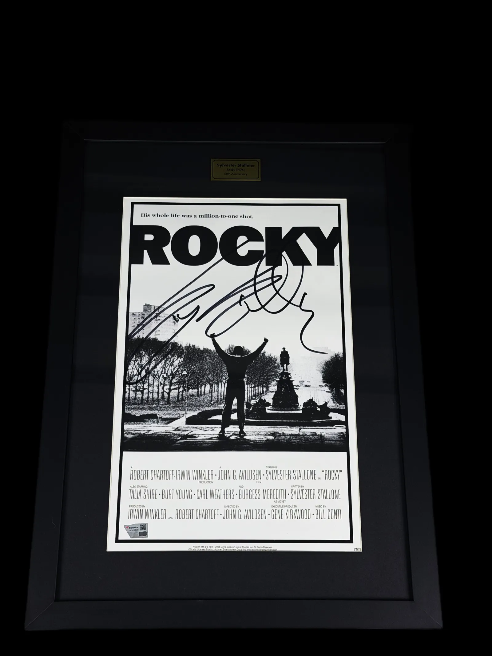 Sylvester Stallone autógrafo – poster filme Rocky, emoldurado, Sylvester Stallone