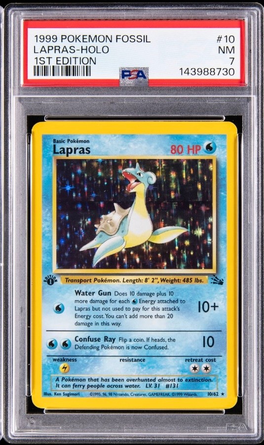 Lapras Holo 1st Edition PSA 7 – Fossil 1999, Lapras