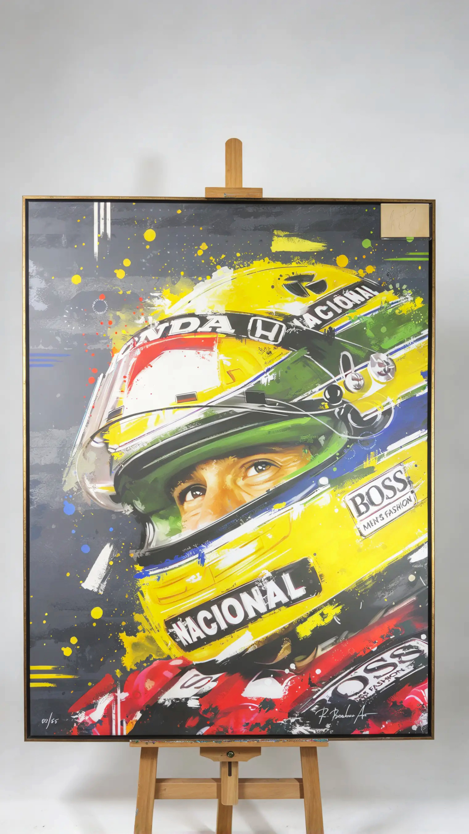 Ayrton Senna autógrafo – Quadro artístico com card autografado, Ayrton Senna