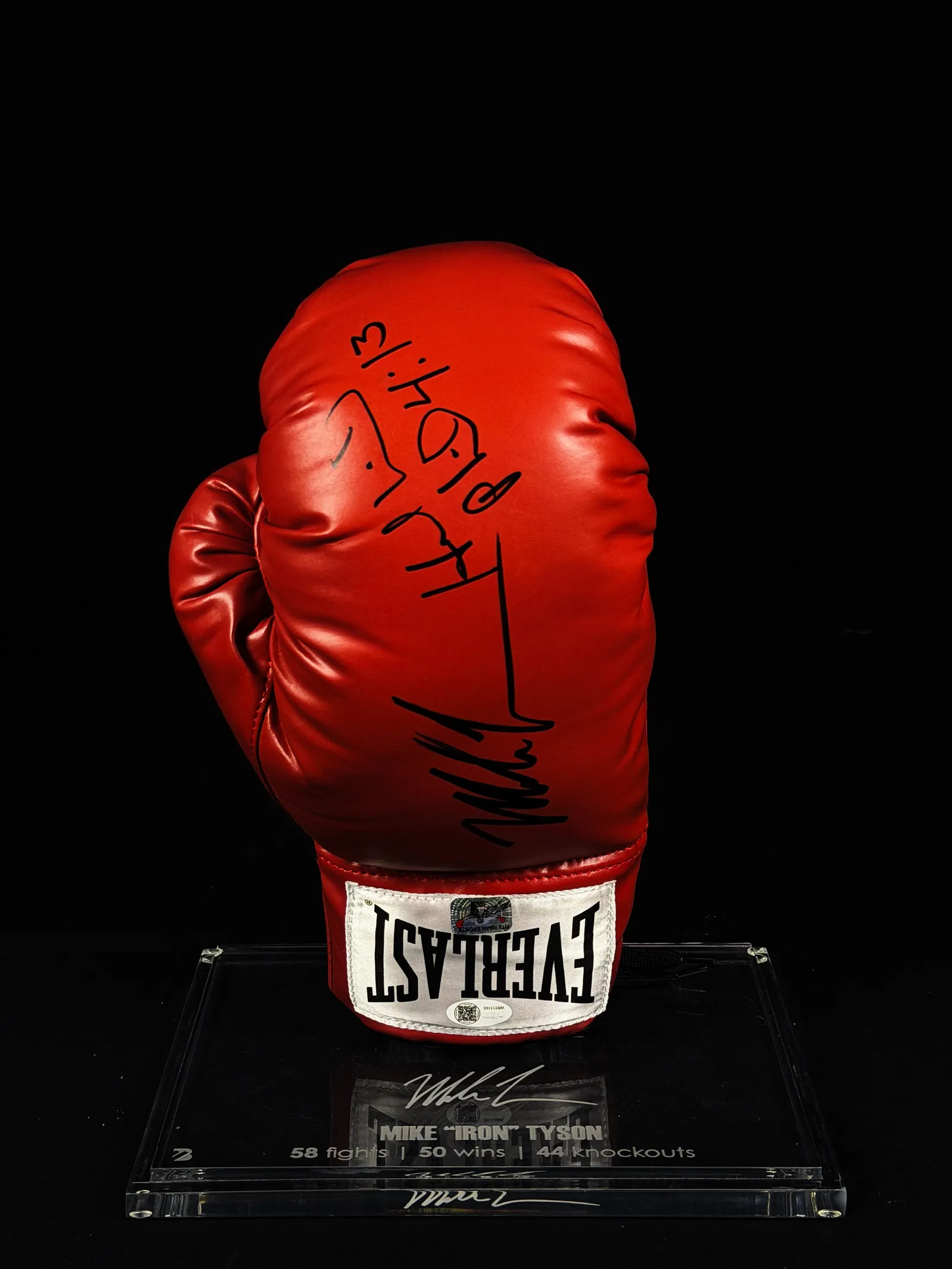 Mike Tyson, Evander Holyfield autógrafos – luva de boxe Everlast, Mike Tyson e Evander Holyfield