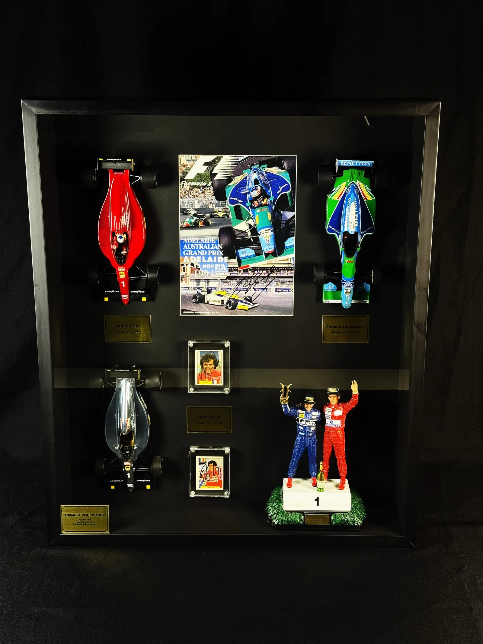 Ayrton Senna, Alain Prost e Michael Schumacher autógrafos – lendas da Fórmula 1, Ayrton Senna, Alain Prost e Michael Schumacher
