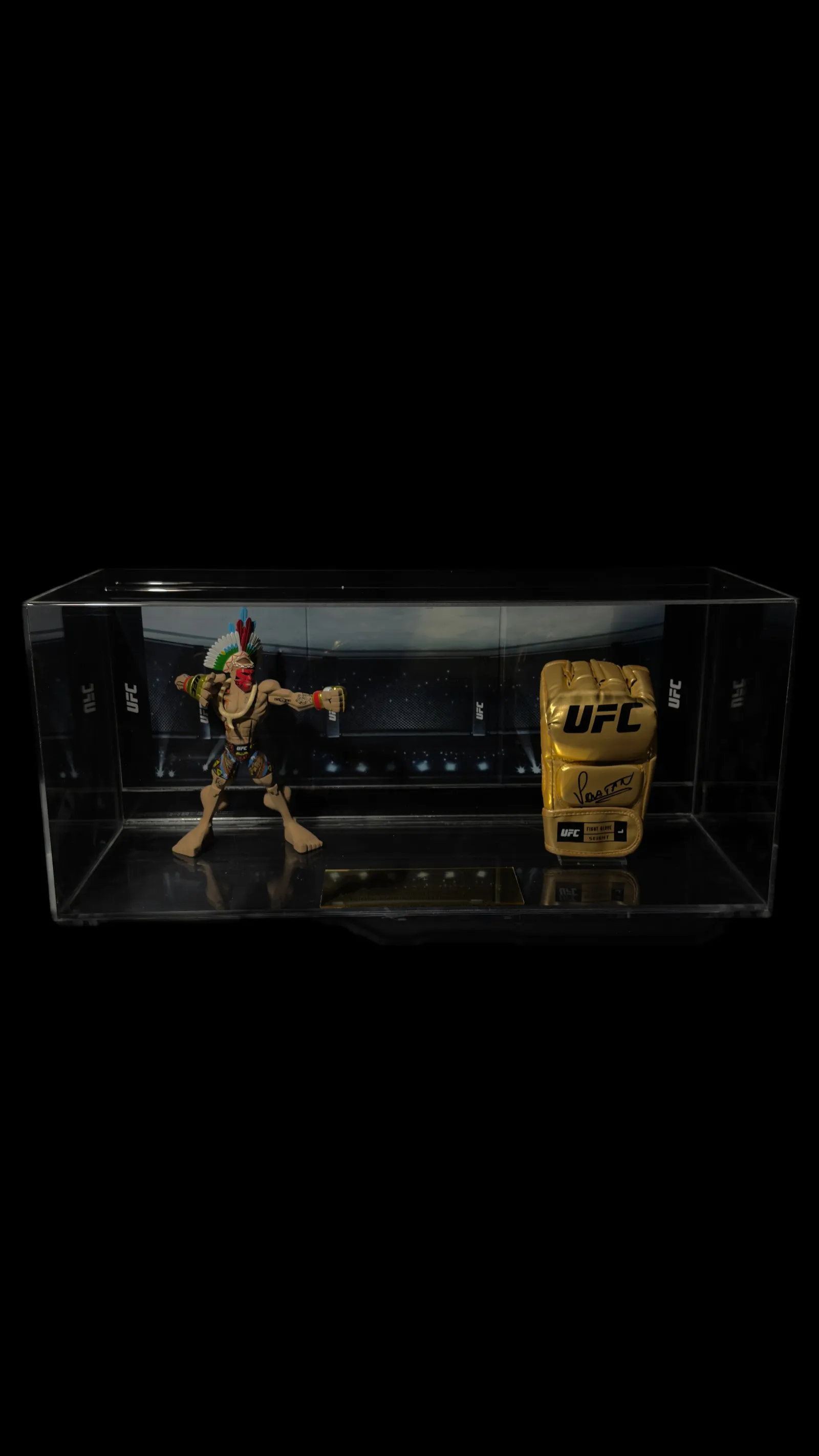 Alex “Poatan” Pereira autógrafo – luva UFC Gold com figura colecionável, Alex Pereira