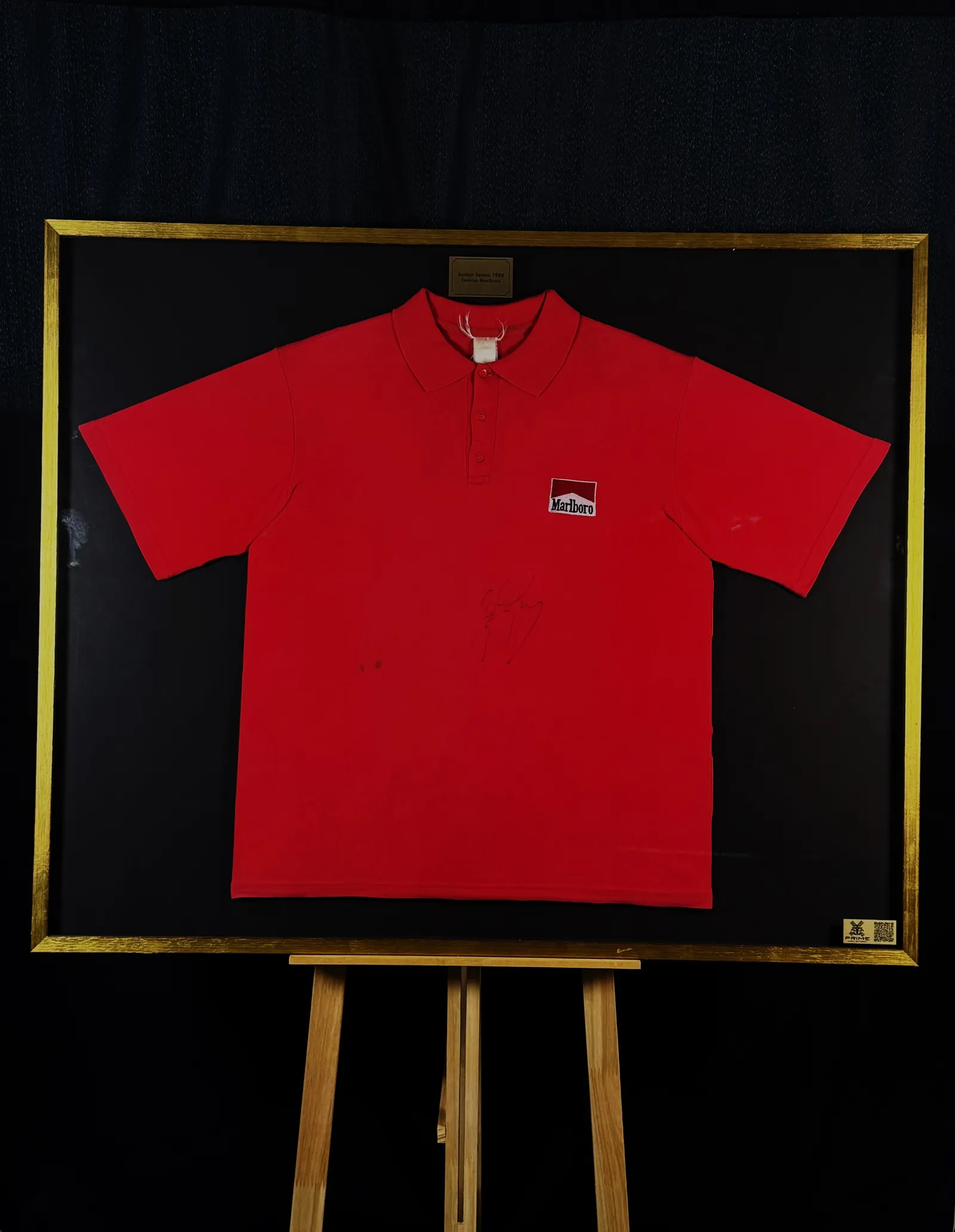 Ayrton Senna autógrafo – camiseta da Marlboro emoldurada, Ayrton Senna